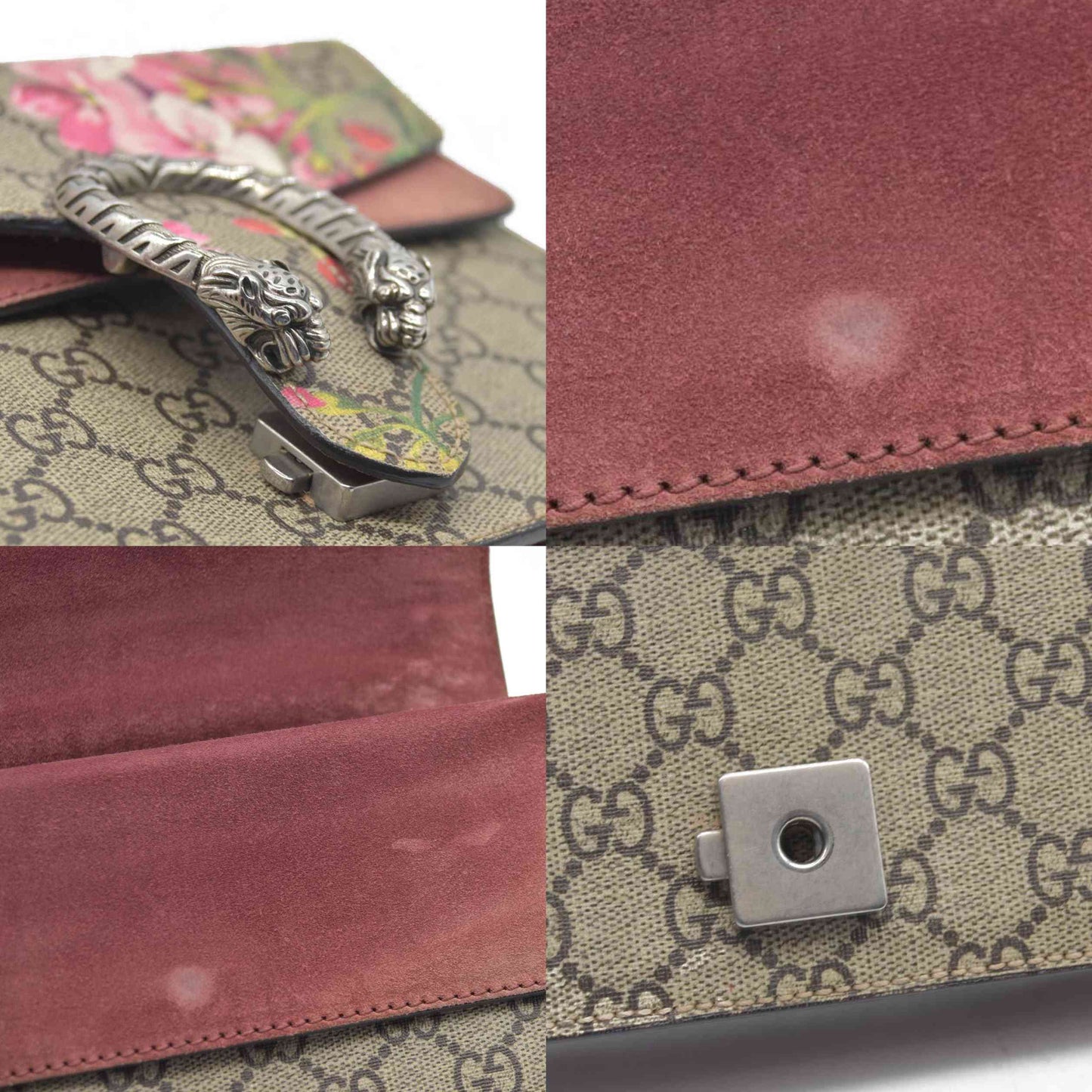 $1200 Gucci GG Supreme Monogram Blooms Mini Dionysus Shoulder Bag Beige Multicolor Dry Rose