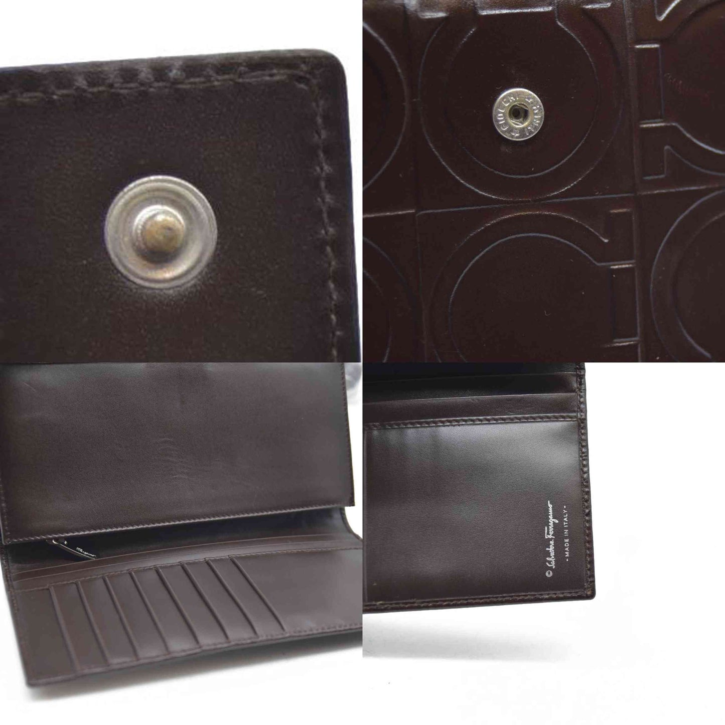 Salvatore Ferragamo Gancini  $795 Leather Long Bifold Wallet Brown/7BH0196