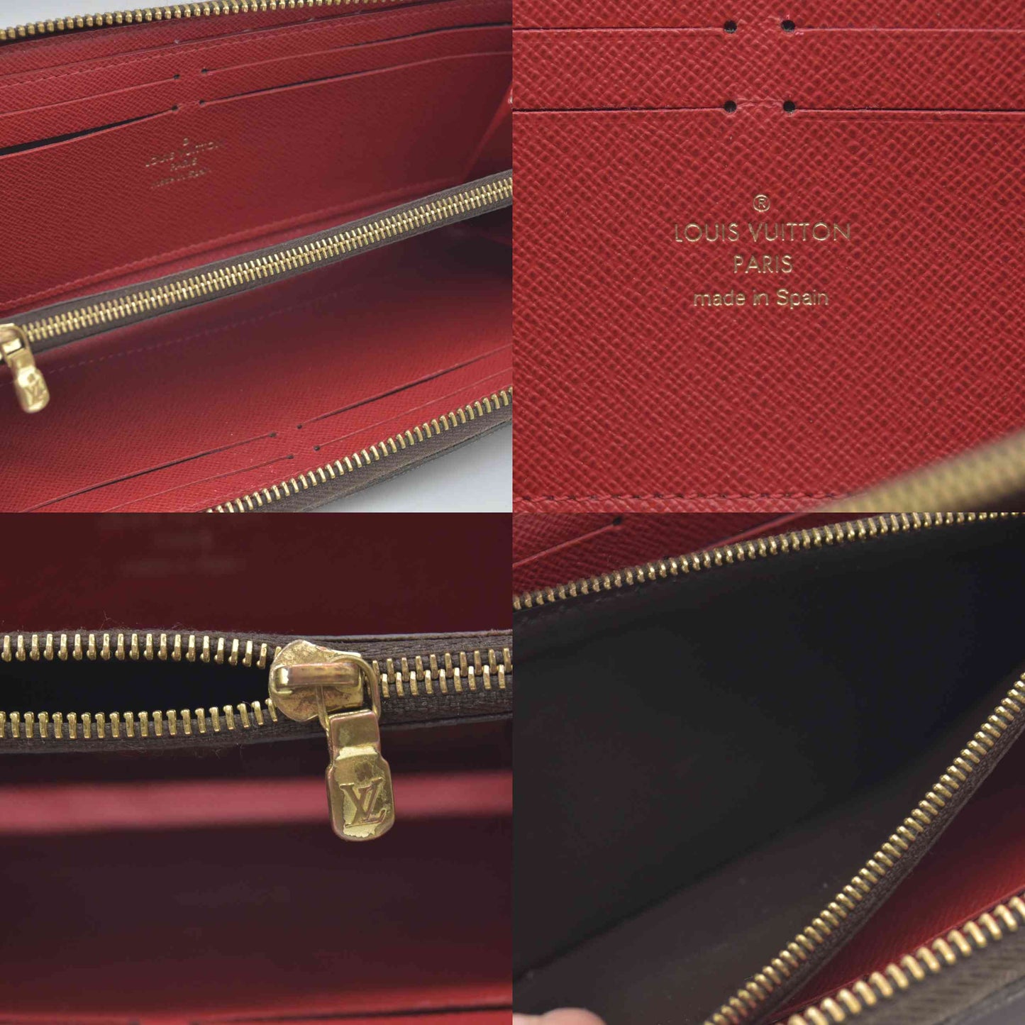 $620 2017 Louis Vuitton Damier Ebene Clemence Wallet Cherry CA2137