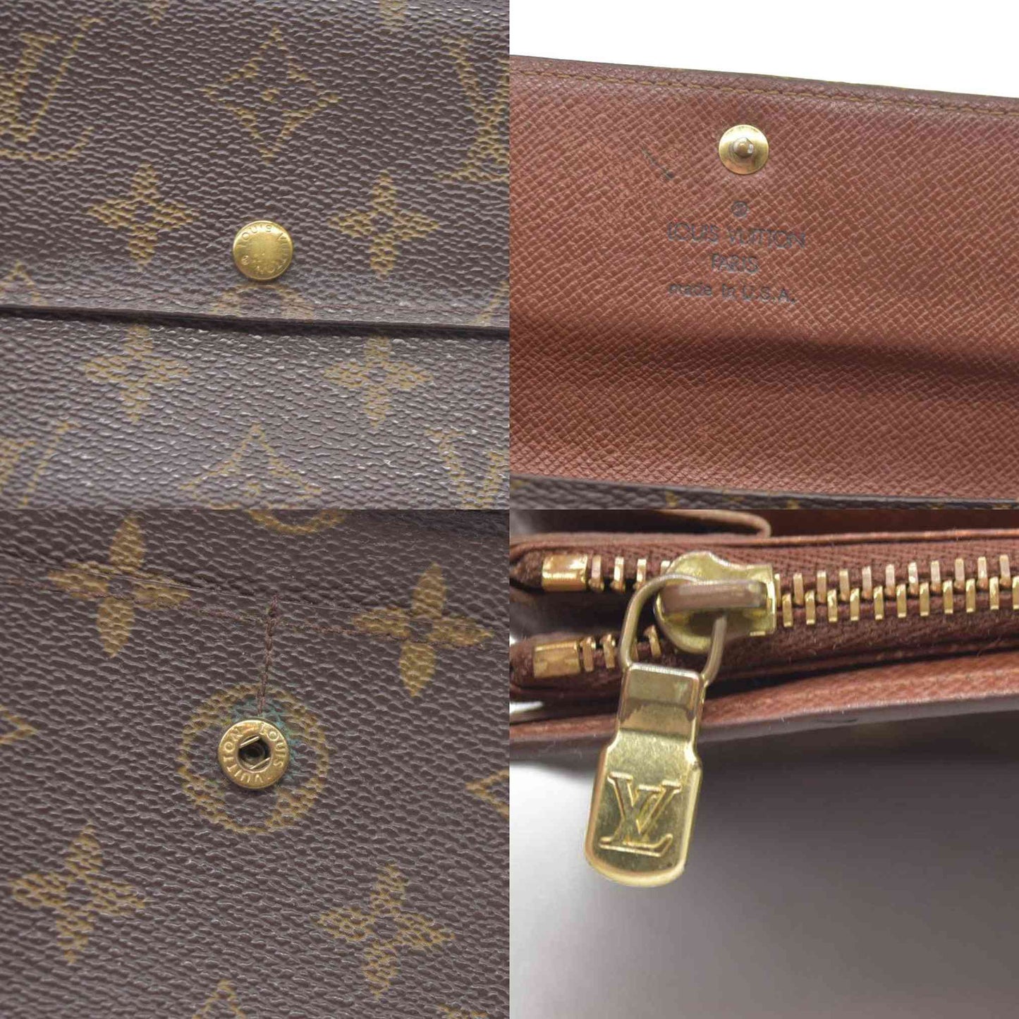 $770 Louis Vuitton Monogram Portefeiulle Sarah Long Bifold Wallet Brown SD0090