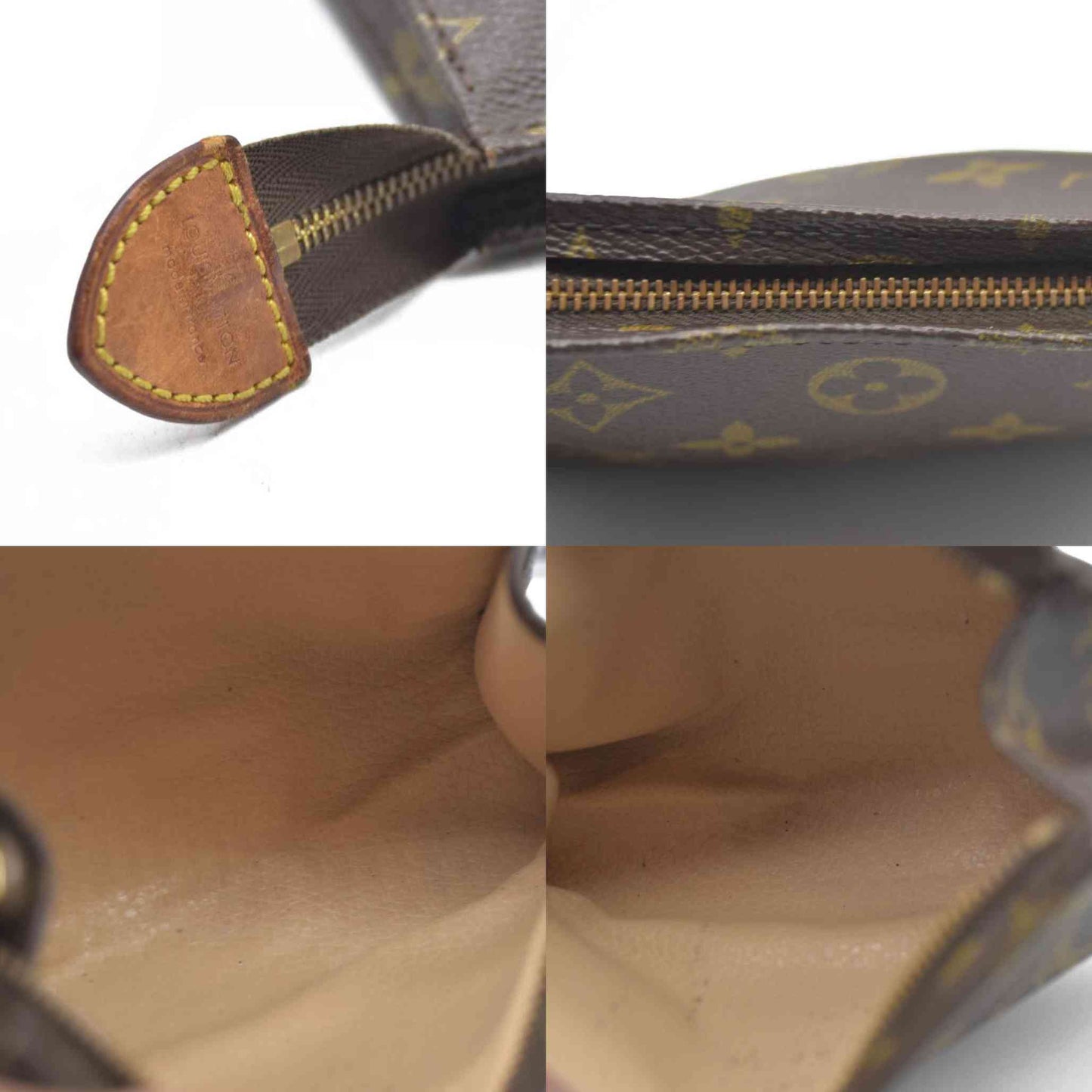 AUCTION $490 Louis Vuitton Monogram Poche Toilette 15 Cosmetics Pouch Purse Brown TH8904