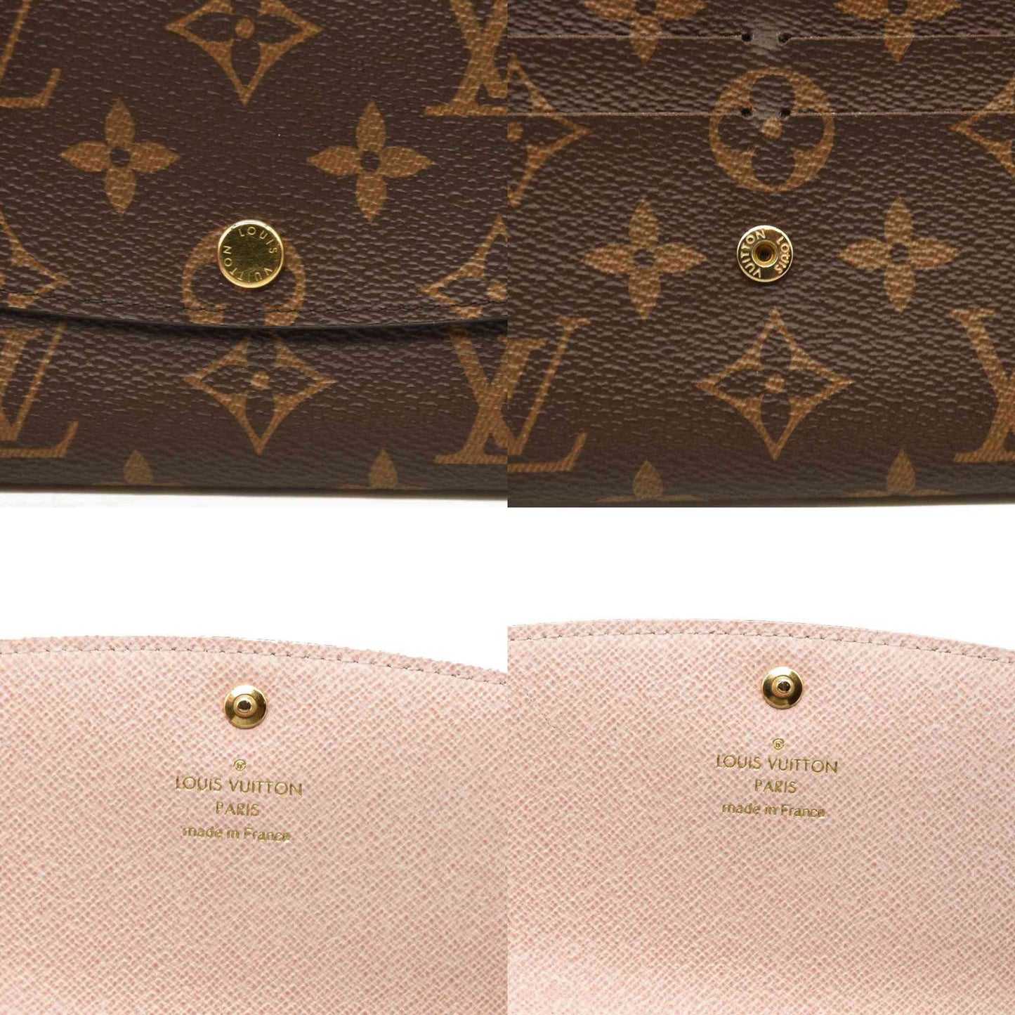 LOUIS VUITTON Monogram Emilie Wallet Rose Ballerine