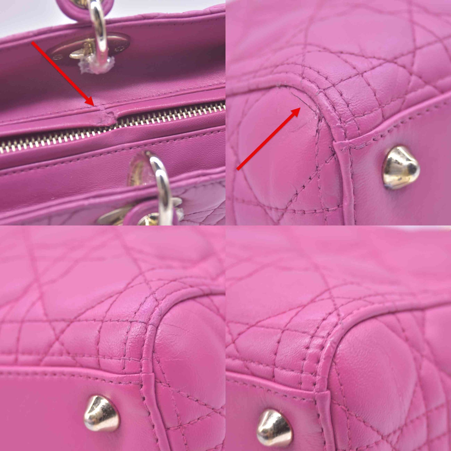 $7000 Christian Dior Lambskin Cannage Large Lady Dior Fuchsia CONSIGNMENT