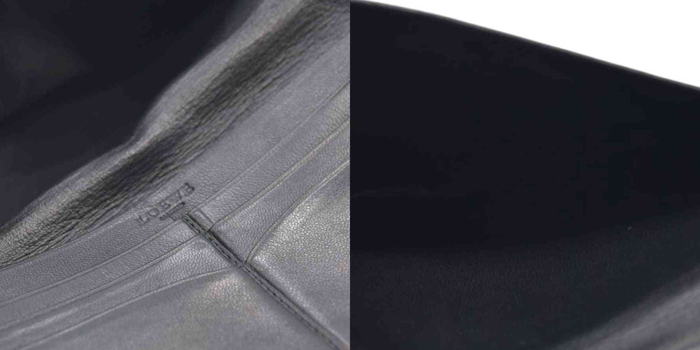 AUCTION $790 LOEWE Anagram Leather Bifold Long Wallet Black