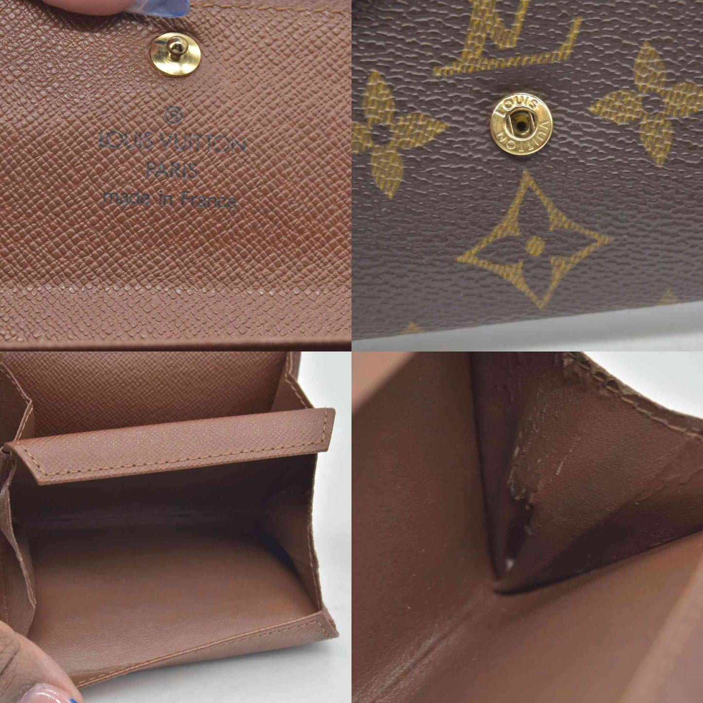 $435 Louis Vuitton Monogram Porte Monnaie Plat Coin Purse Wallet Brown CONSIGNMENT