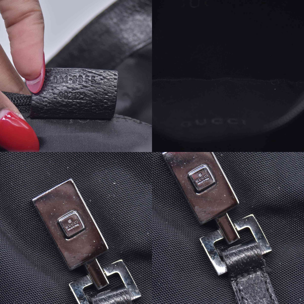 $980 GUCCI Nylon Jacky Piston Lock Shoulder Bag Black CONSIGNMENT 10021239