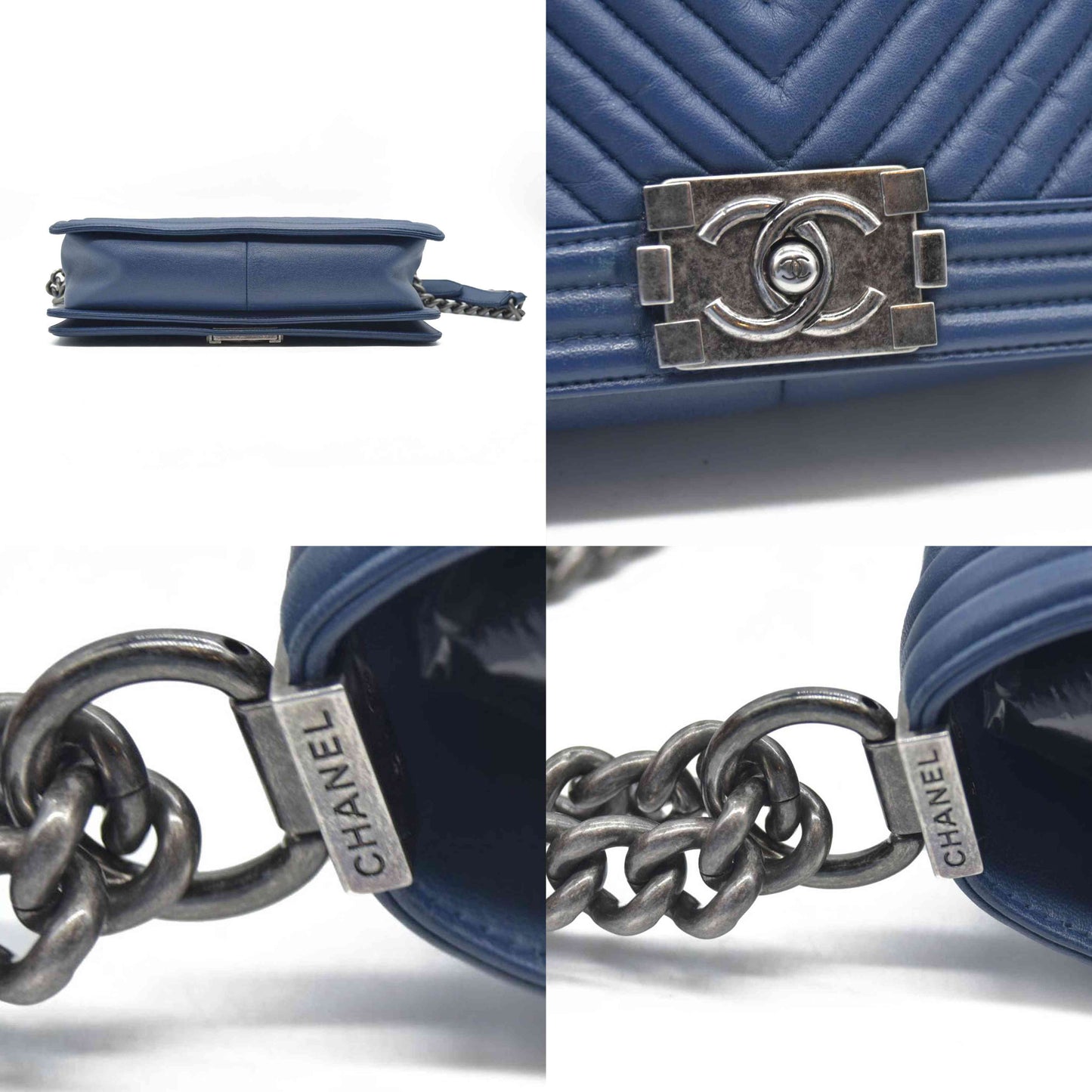 $7000 Chanel Boy Flap Bag Chevron Wrinkled Lambskin New Medium