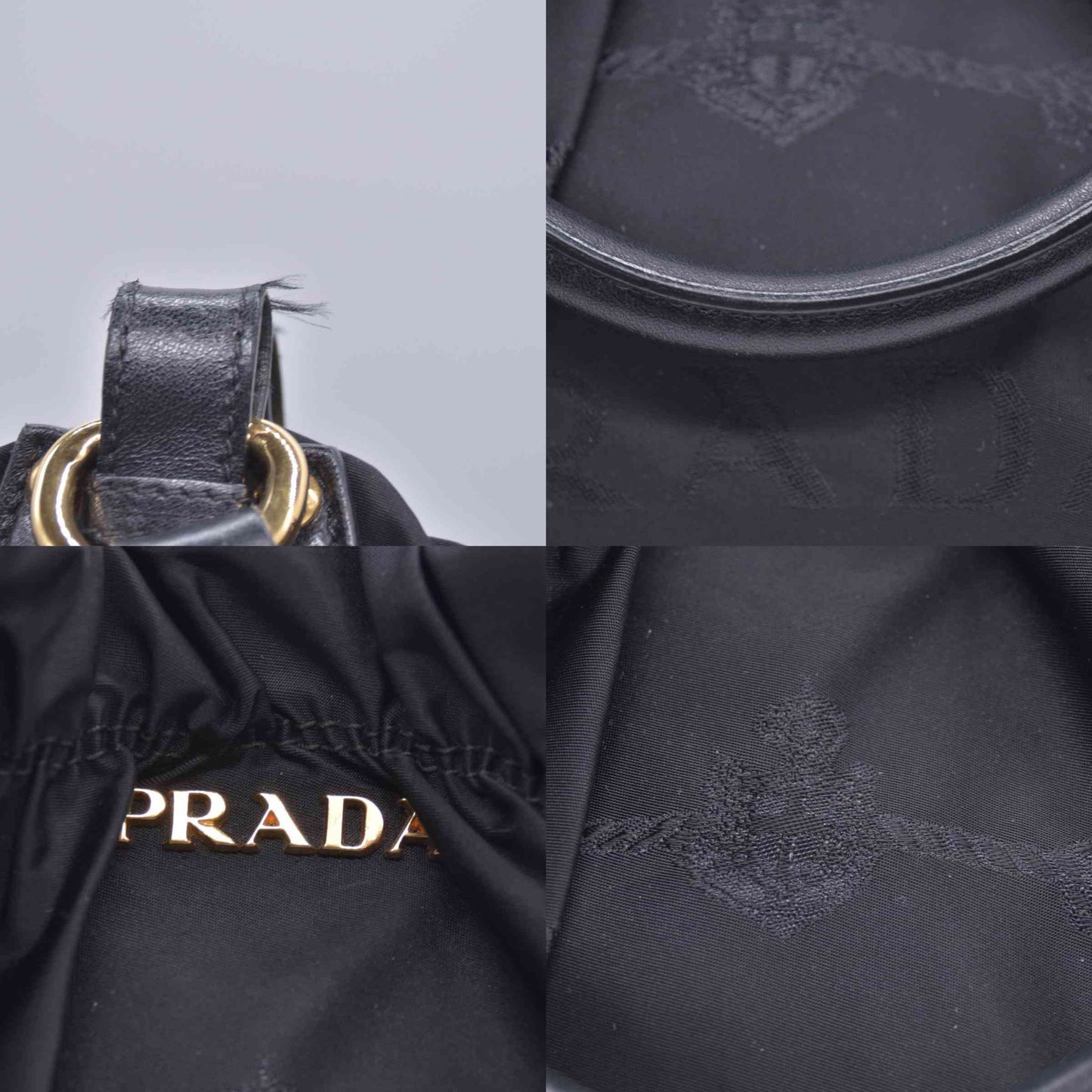 $2450 Prada Jacquard Tote Bag Nylon Gathered Vela Black CONSIGNMENT