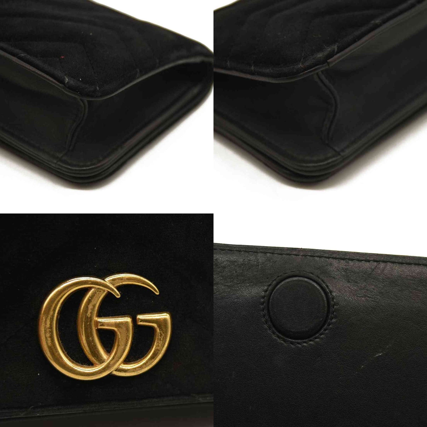 Gucci  Velvet Matelasse GG Marmont Mini Bag Black