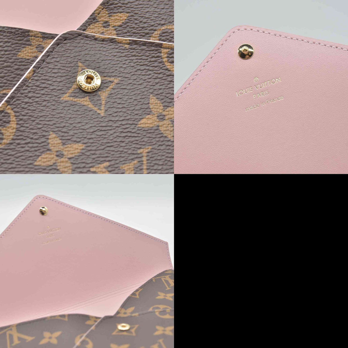 $810 LOUIS VUITTON Monogram Large Kirigami Pochette Insert Rose Ballerine RFID