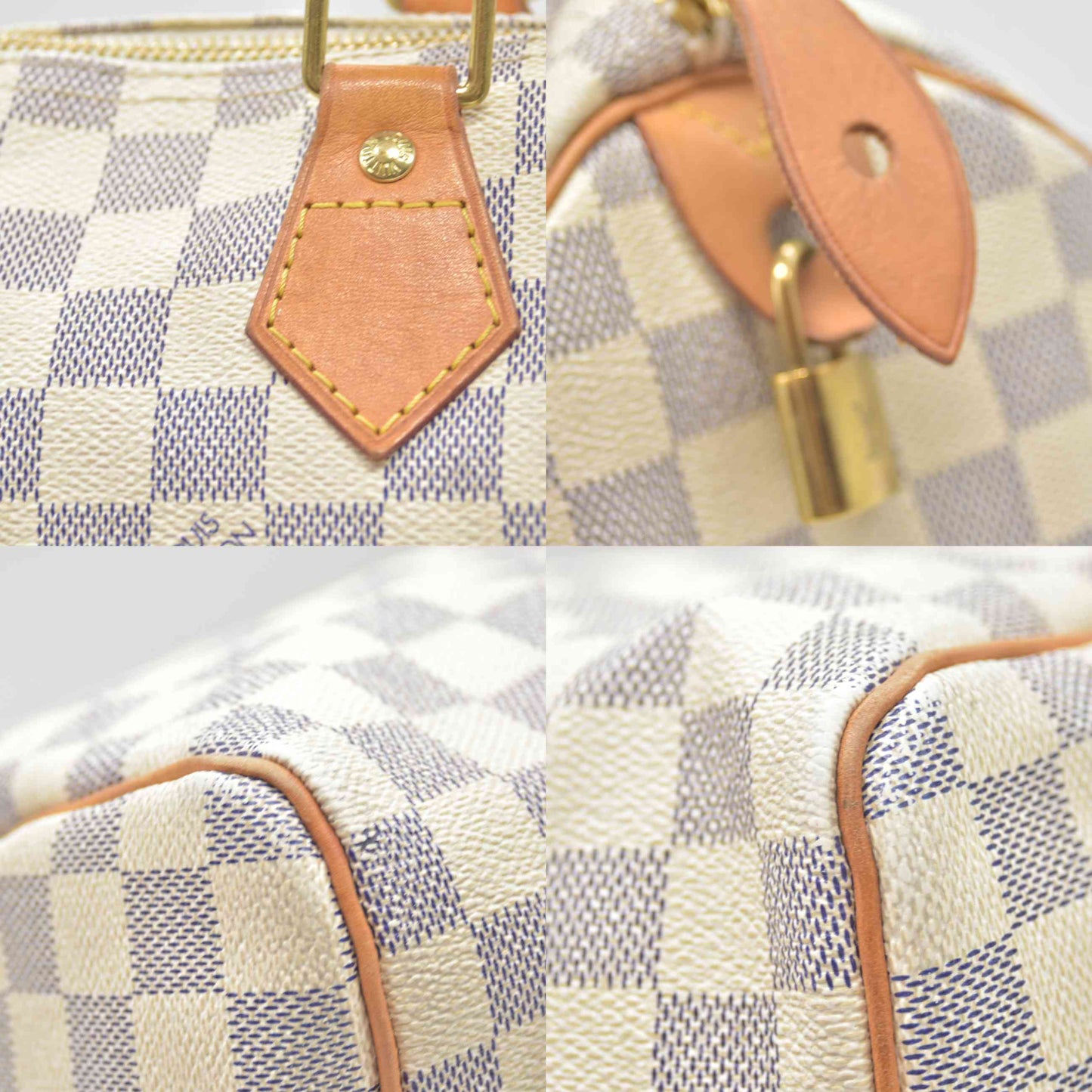 $1550 2008 Louis Vuitton Speedy Handbag Damier Azur 30 DU3008