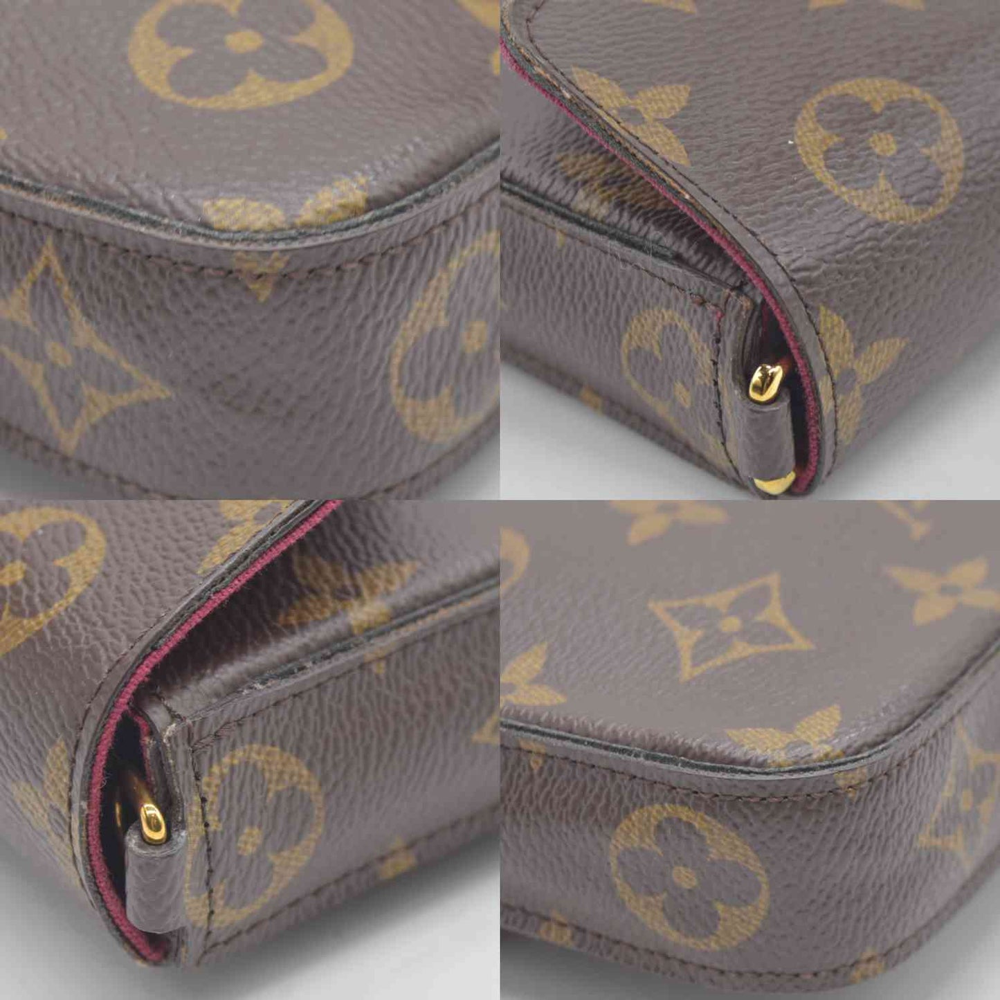 $1620 AUCTION Louis Vuitton  Monogram Pochette Felicie Chain Wallet Fuchsia MI4166