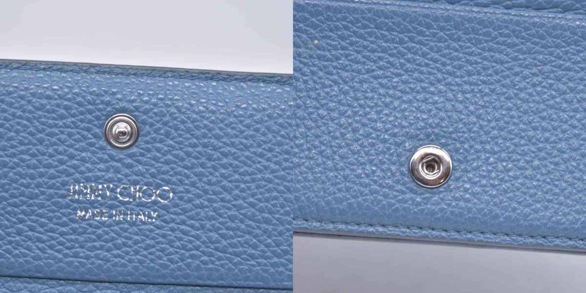 $650 2005 Jimmy Choo Zip Around Compact Star Wallet Blue CONSIGNMENT 10020916