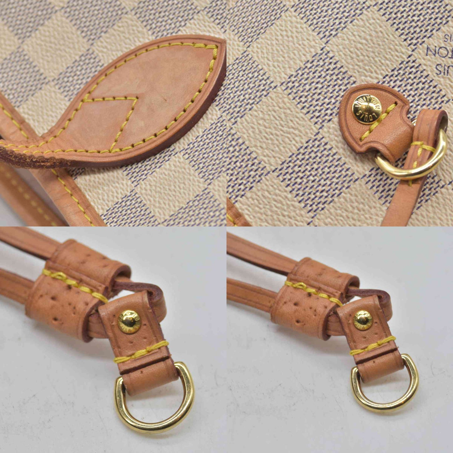 $2170 Louis Vuitton Damier Azur Neo Neverfull MM Rose Ballerine RFID