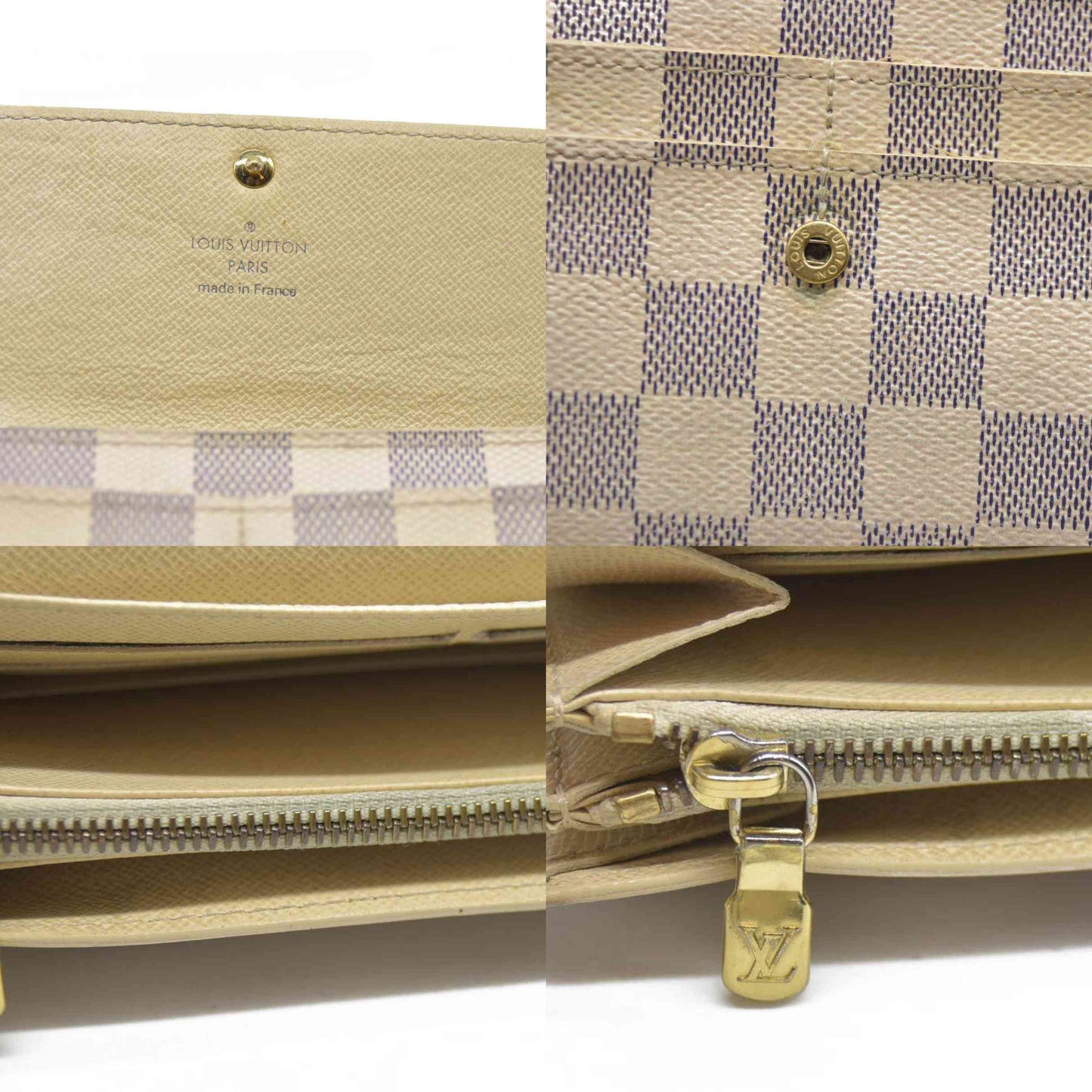 AUCTION $720 Louis Vuitton 2008 Damier Azur Pattern Sarah Wallet
