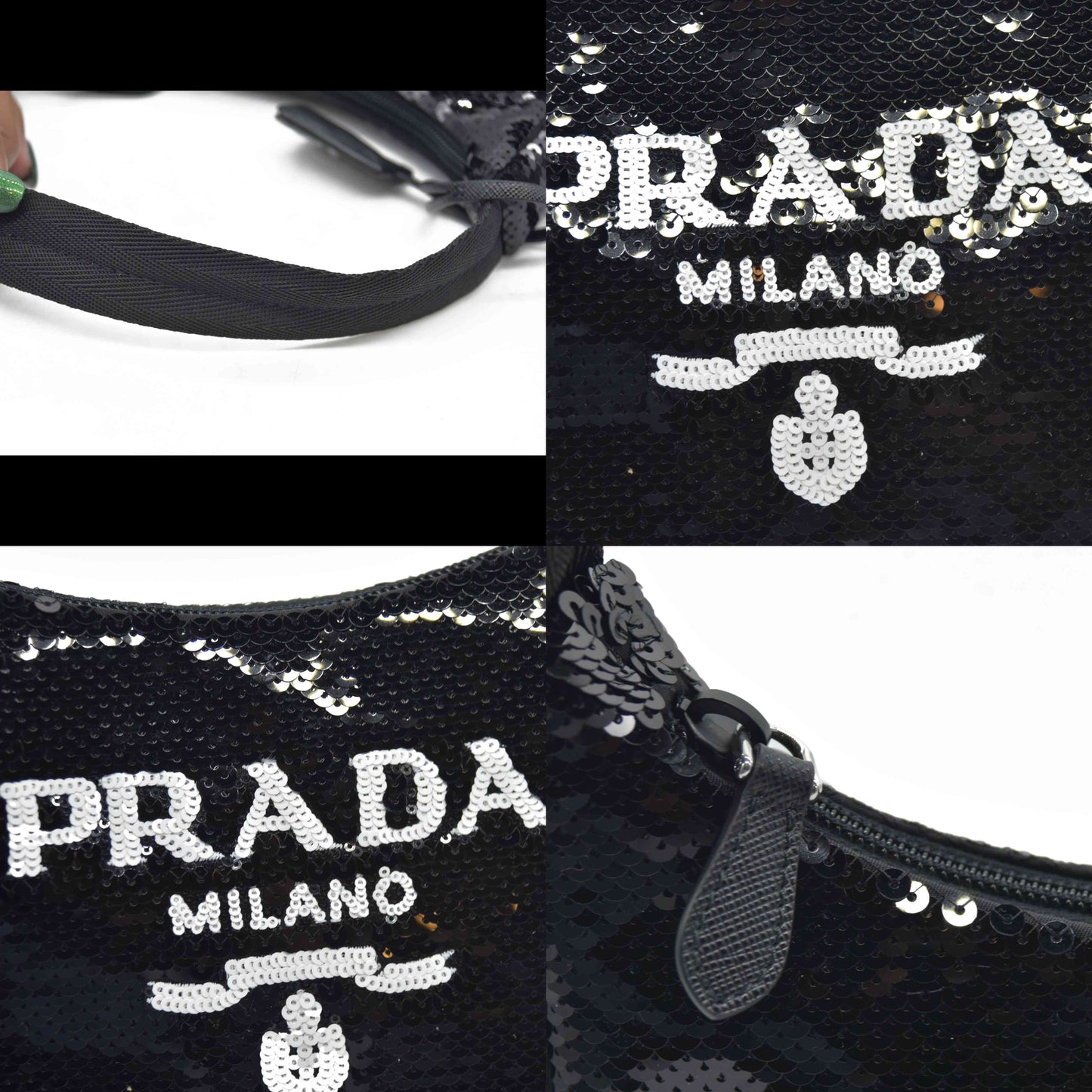 $2300 Prada Re-Edition 2000 Hobo Sequins Mini