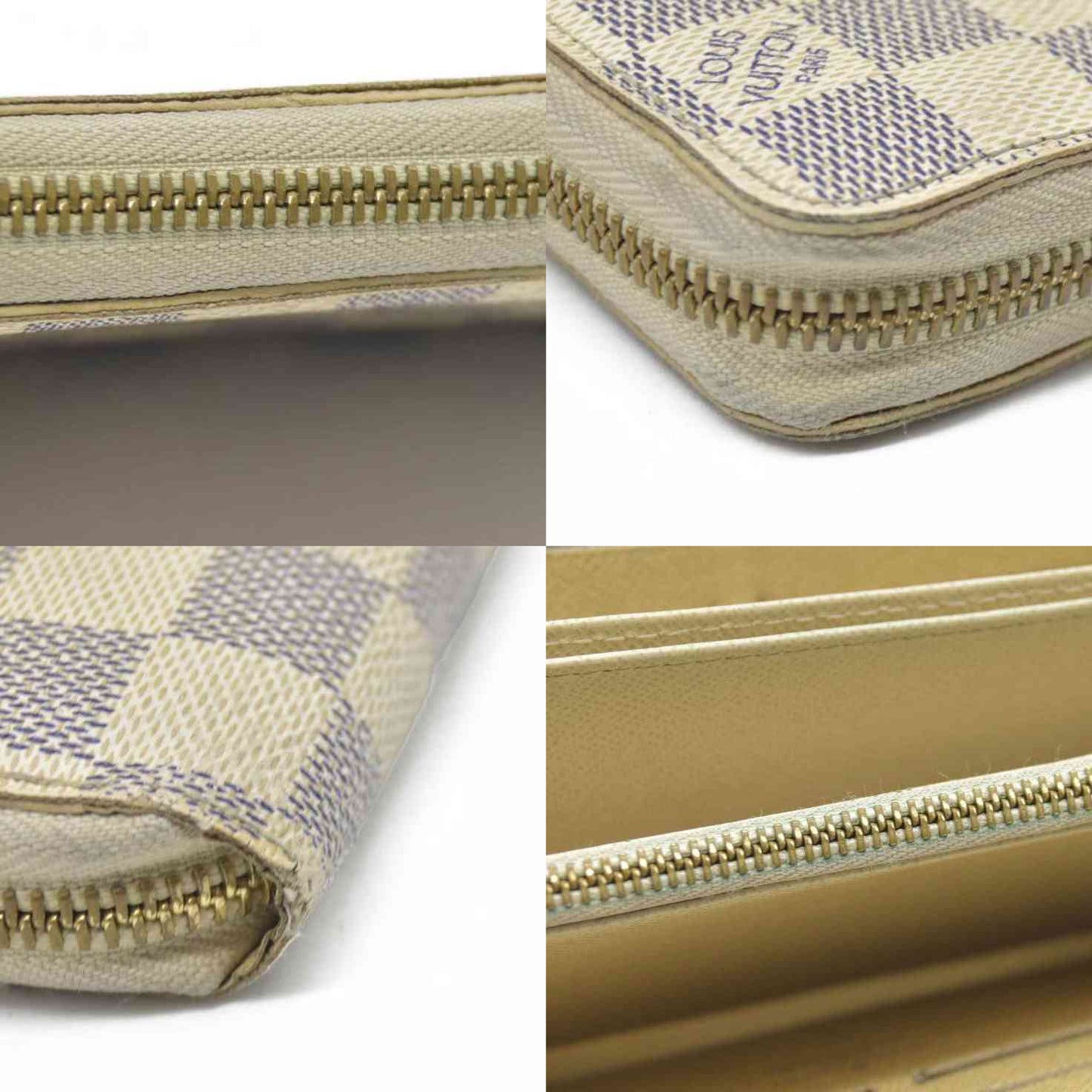AUCTION $915 Louis Vuitton Damier Azur Zippy Zip Around Long Wallet Purse White CA4058
