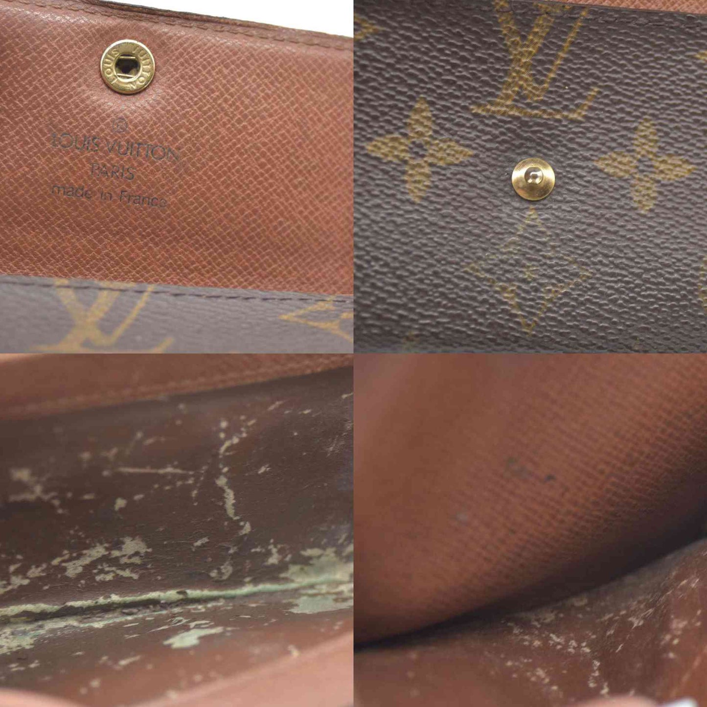 Louis Vuitton Monogram Porte Monnaie Plat Coin Purse Wallet Brown