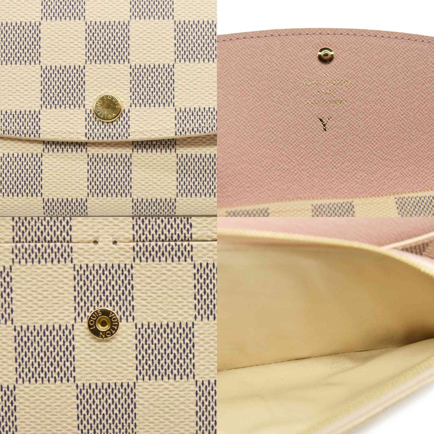 LOUIS VUITTON Damier Azur Emilie Wallet Rose Ballerine