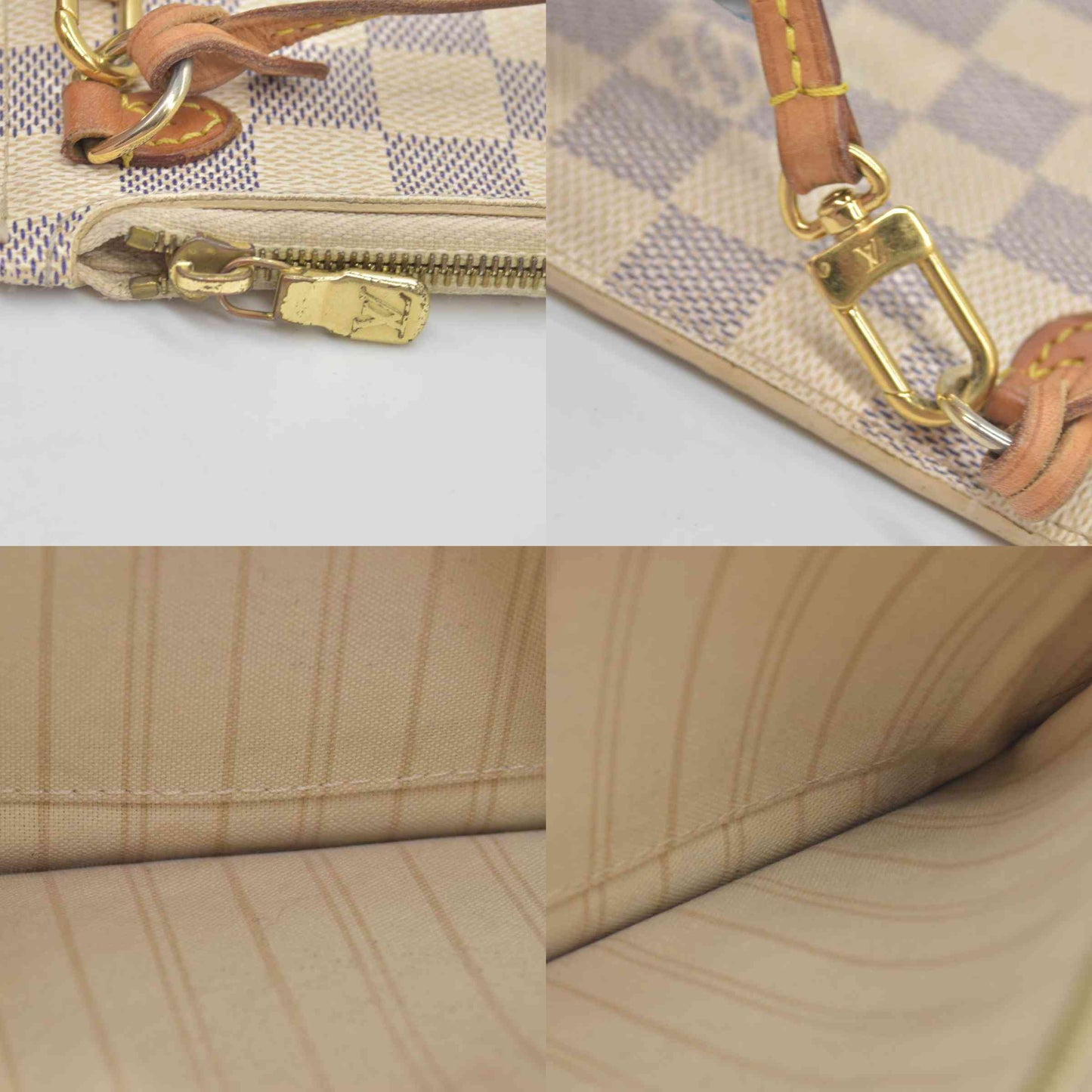 $600 Louis Vuitton Damier Azur Neverfull GM MM Tote Pochette SA1144