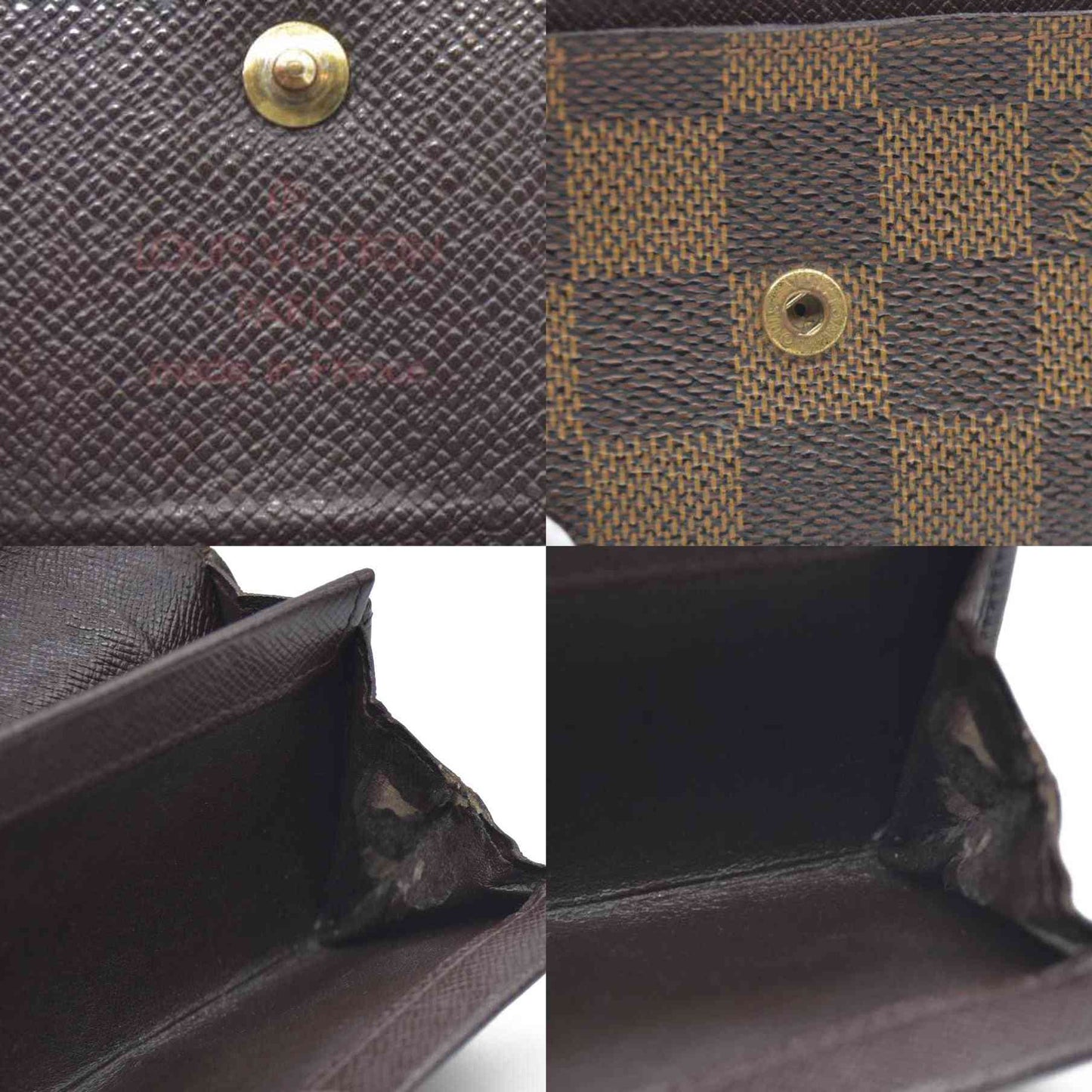 Louis Vuitton Damier Porte Monnaie Plat Coin Purse Wallet Brown MI0032