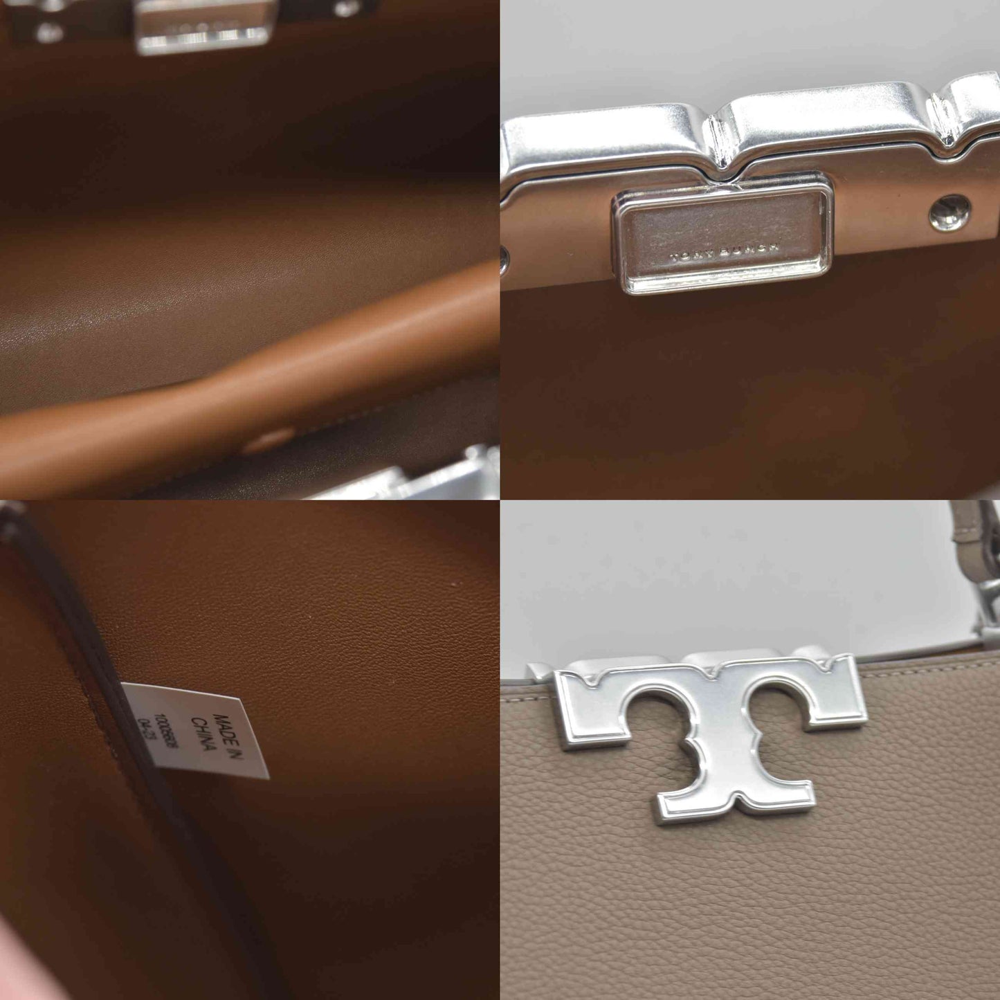 $850 Tory Burch Elanor Pebbled Satchel Wild Mushroom