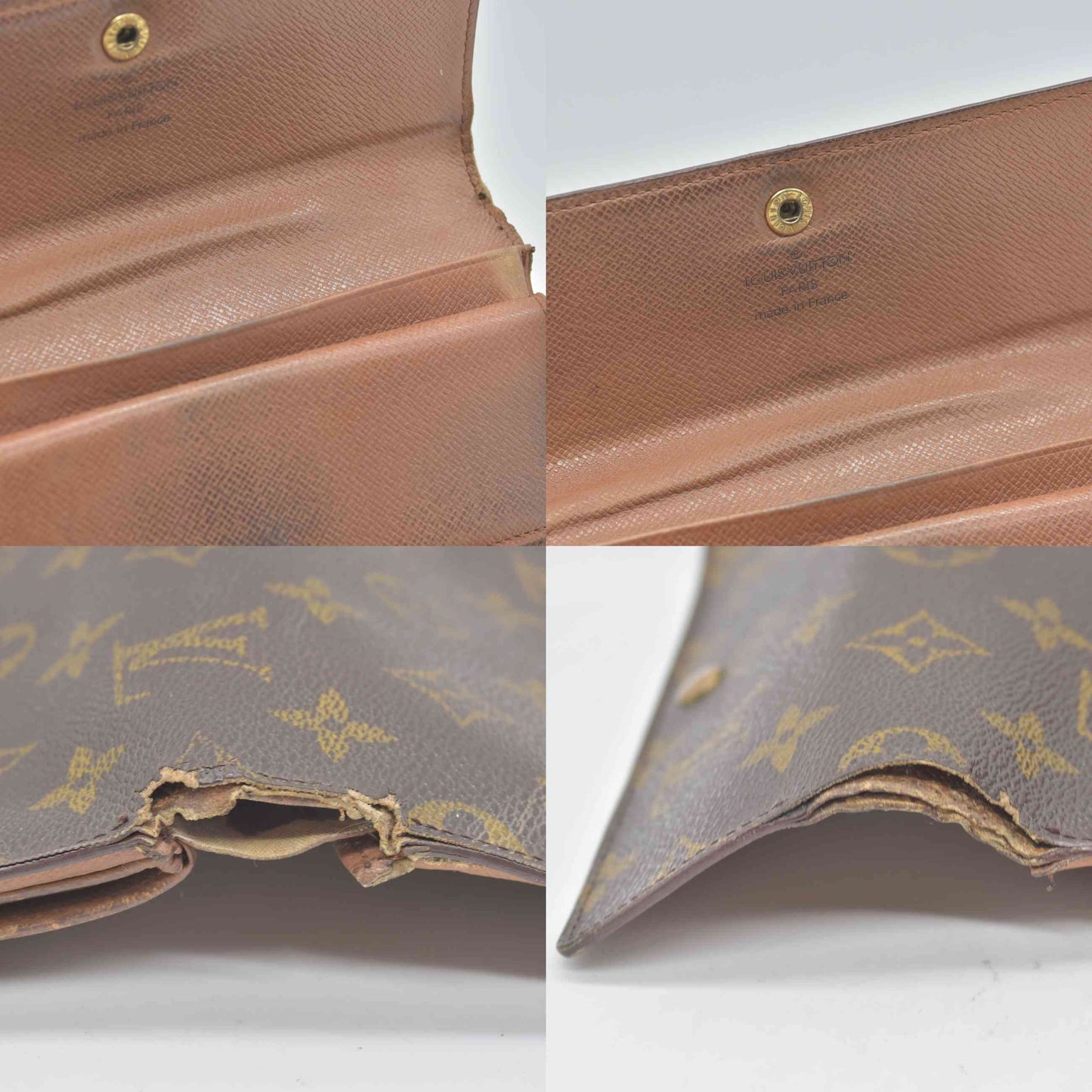 $635 1994 WELL WORN Louis Vuitton Monogram Porte Tresor Etui Papiers Wallet  MI0994
