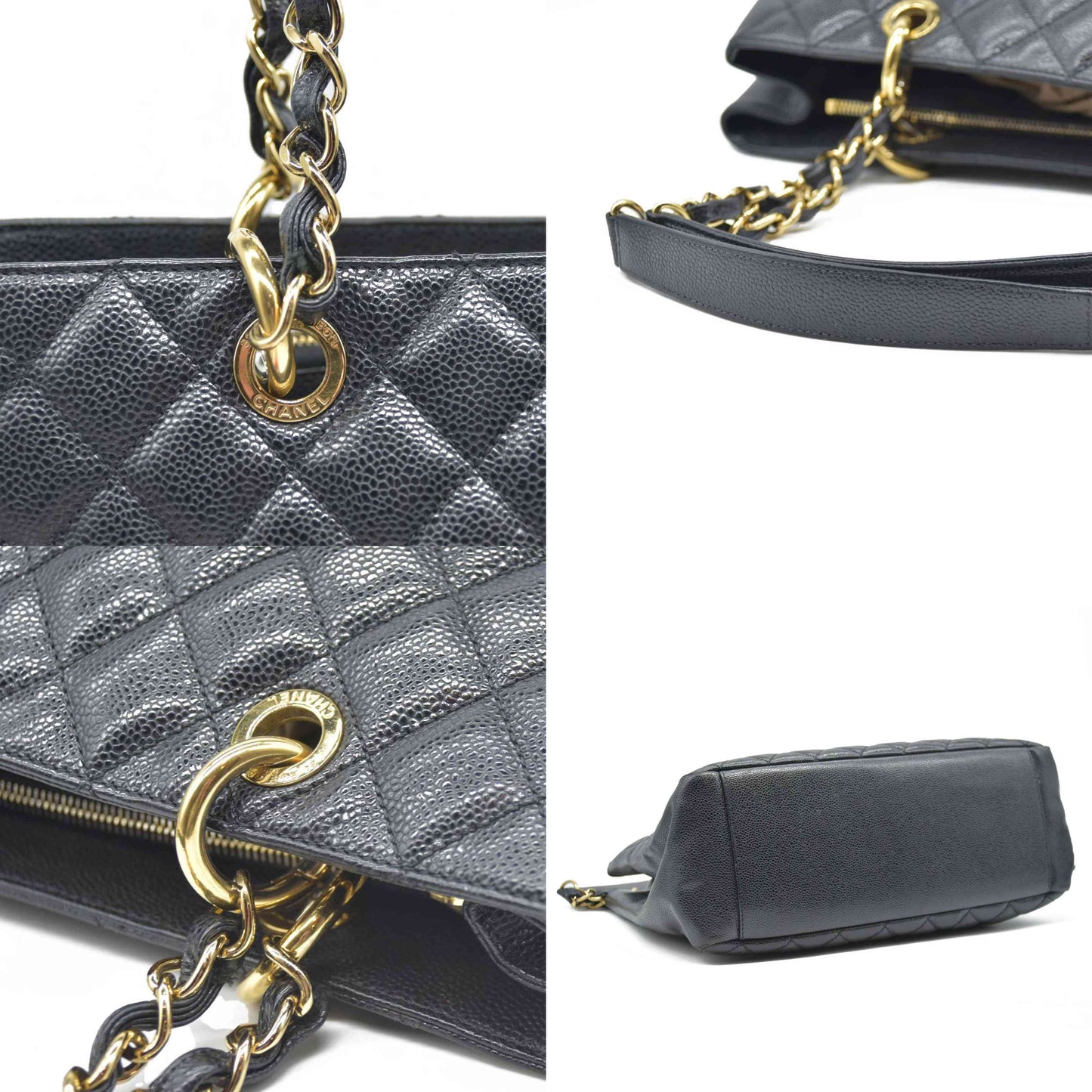 AUCTION $2900 Chanel  Caviar Quilted Grand Shopping Tote GST Black