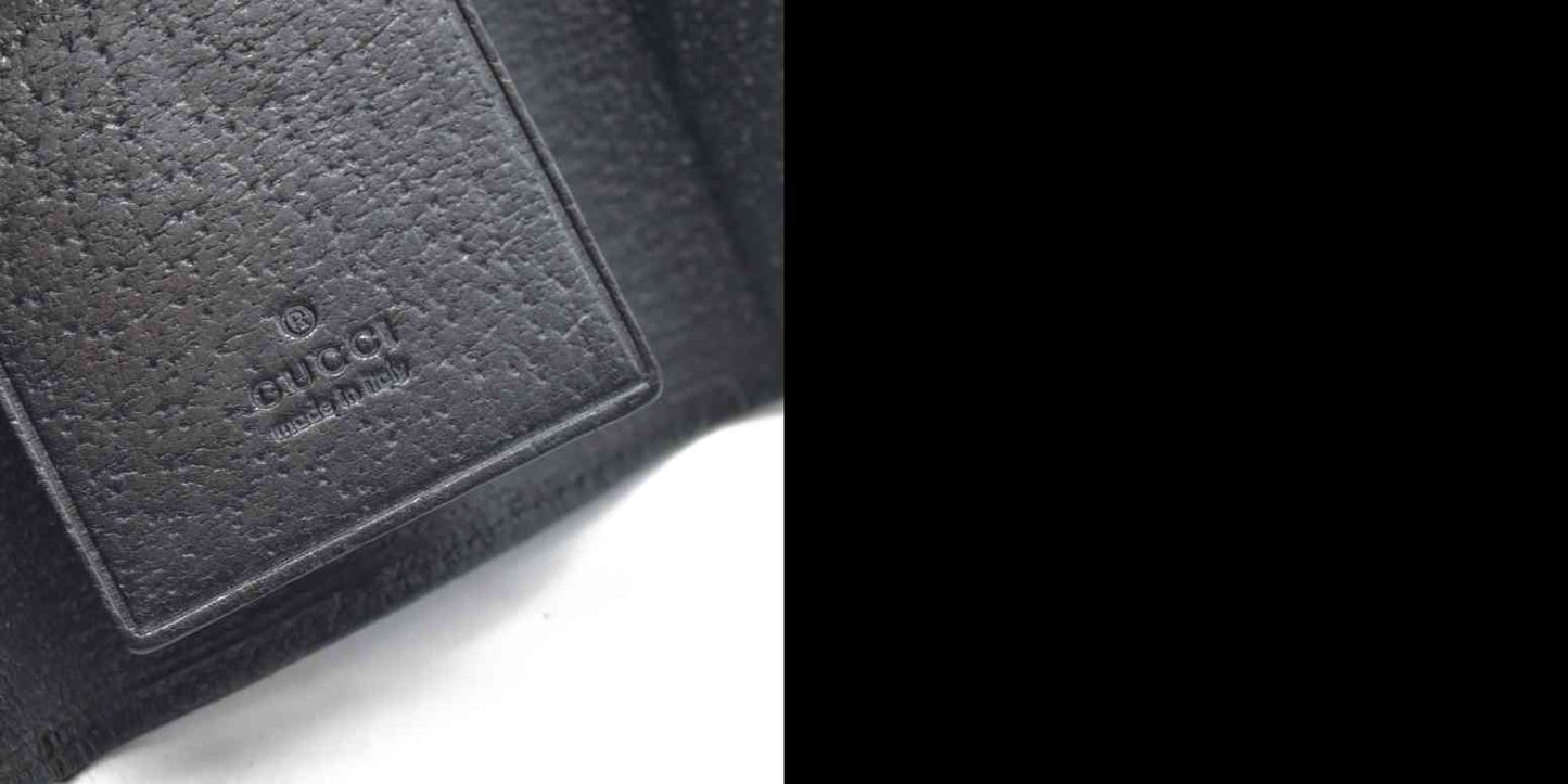 $340 Gucci Monogram Signature GG 6 Key Holder Case Black