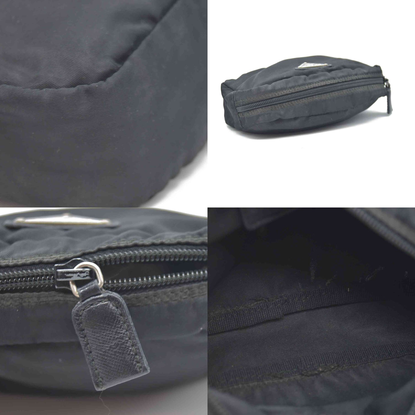 PRADA Logo Plate Nylon Cosmetic Pouch Bag Black