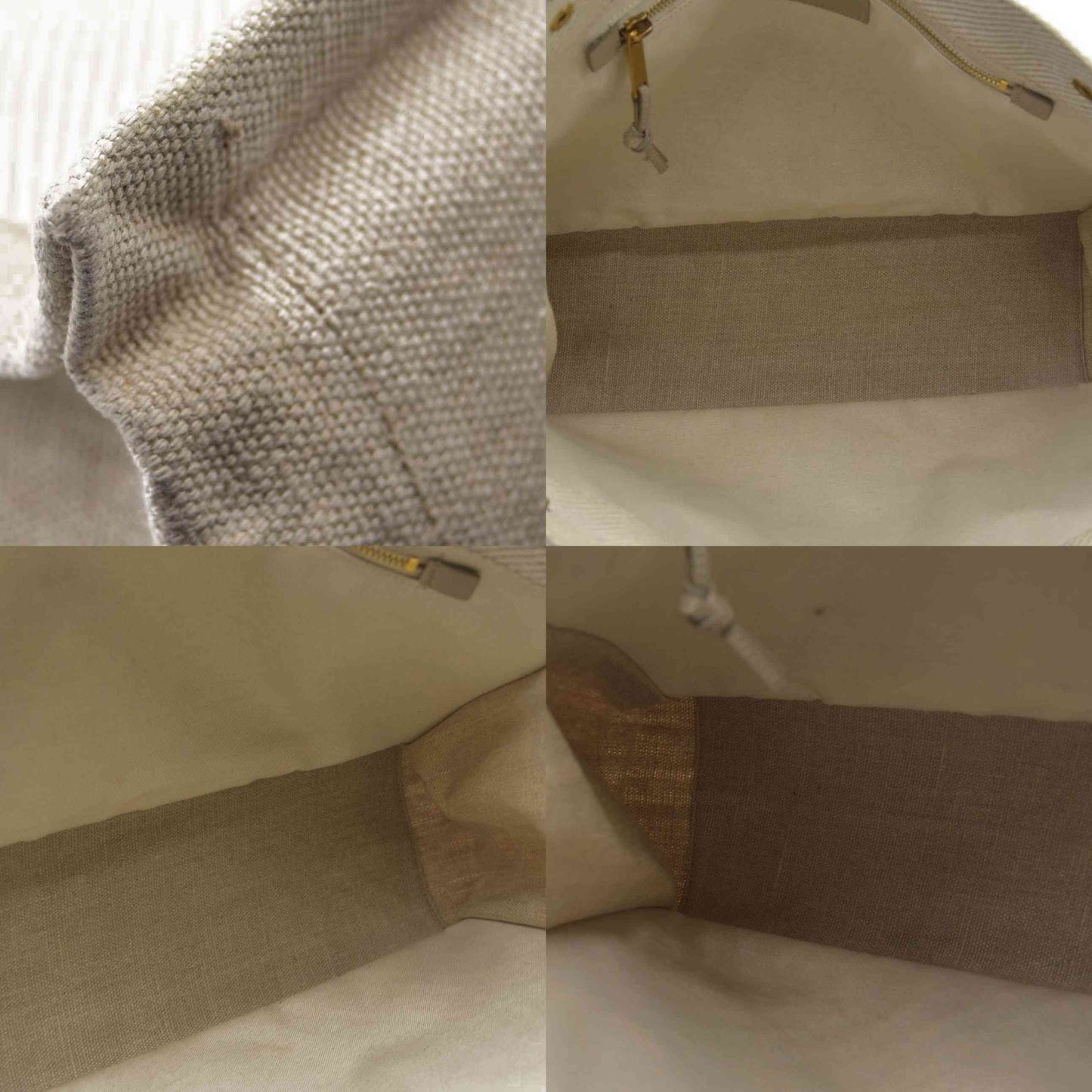 $2000 SAINT LAURENT Linen Calfskin Small Rive Gauche Tote Beige Sea Salt