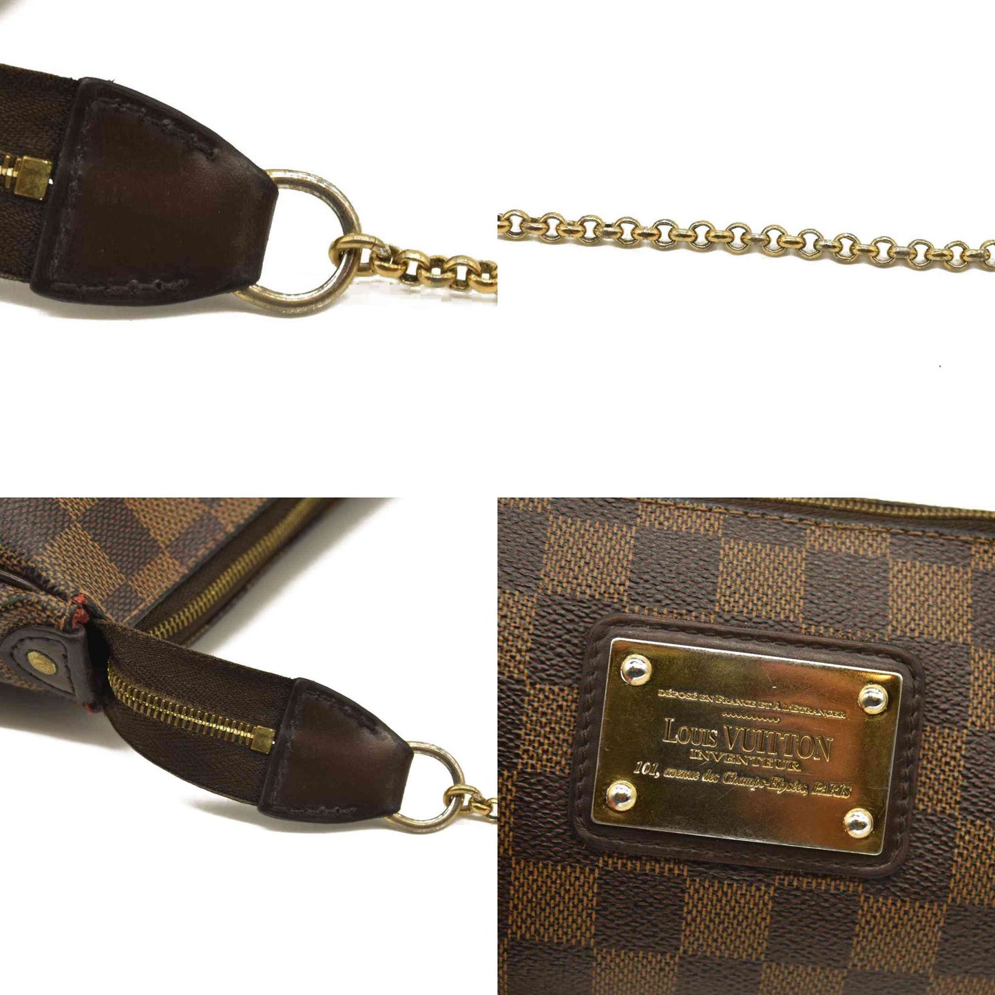 Louis Vuitton  Damier Ebene Eva Clutch DU1150