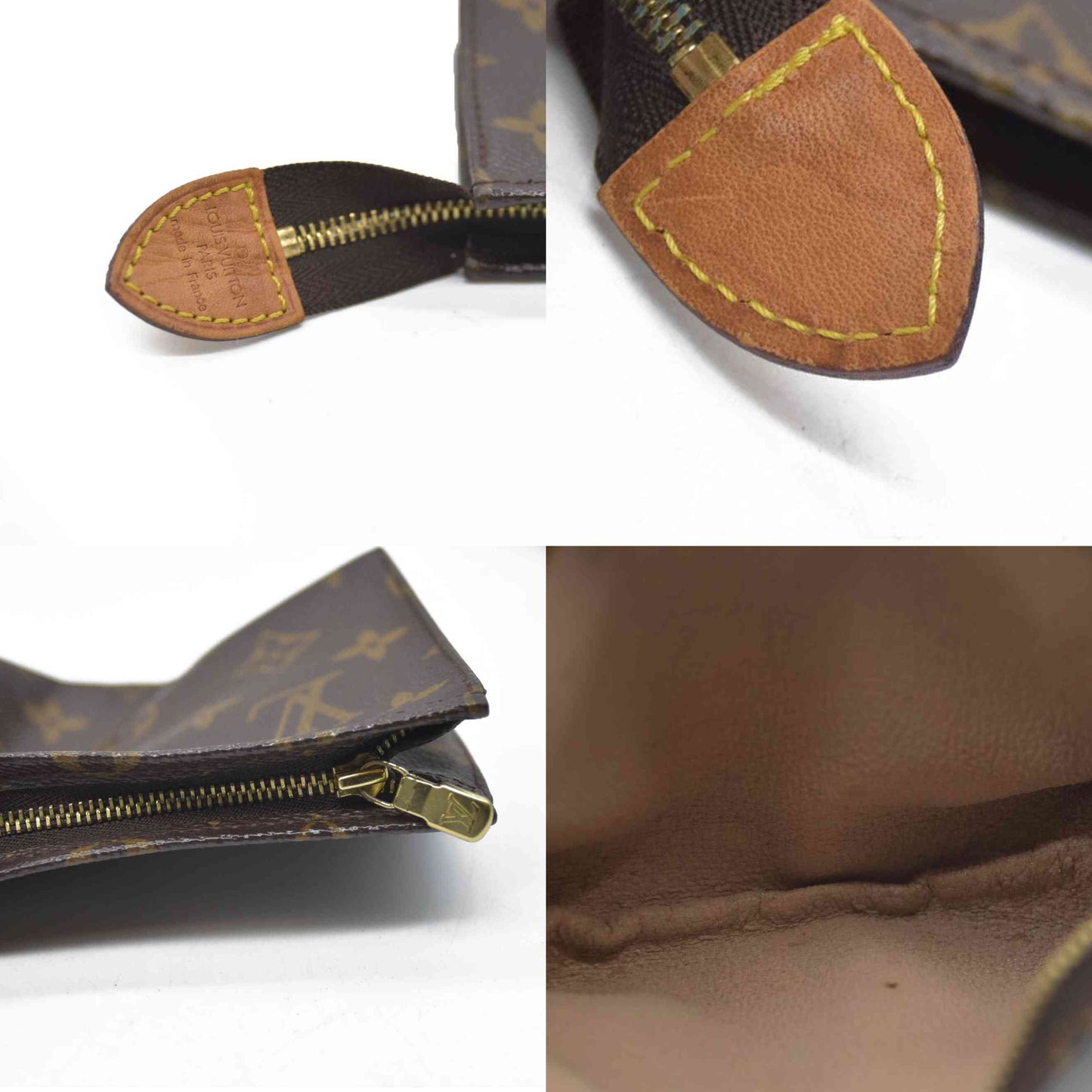 Louis Vuitton Monogram Poche Toilette 15 Cosmetics Pouch Purse Brown MB0080