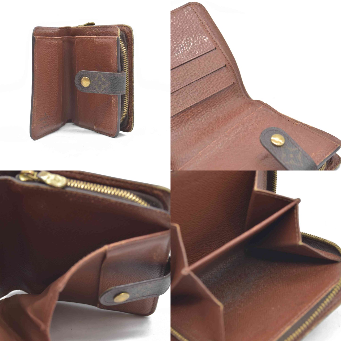 $590 Louis Vuitton Monogram Compact Zippe Zipped Wallet MI1010 2000