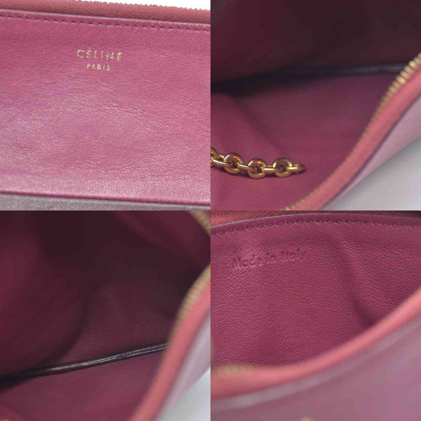 CELINE Logo Leather Coin Purse Wallet Bicolor