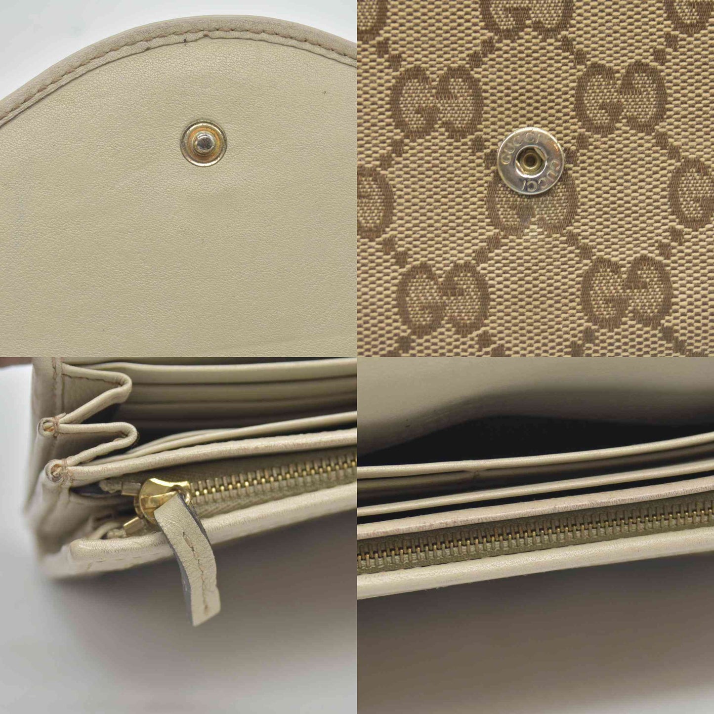 $880 Gucci Monogram Sukey Continental Wallet Champagne CONSIGNMENT