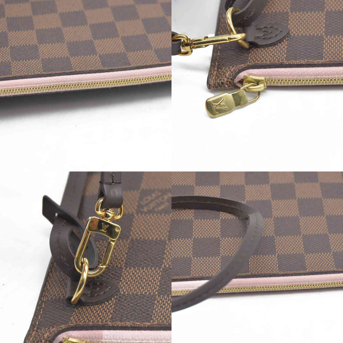 Louis Vuitton  Damier Ebene Neo Neverfull MM Pochette Rose Ballerine 2020 SD0270
