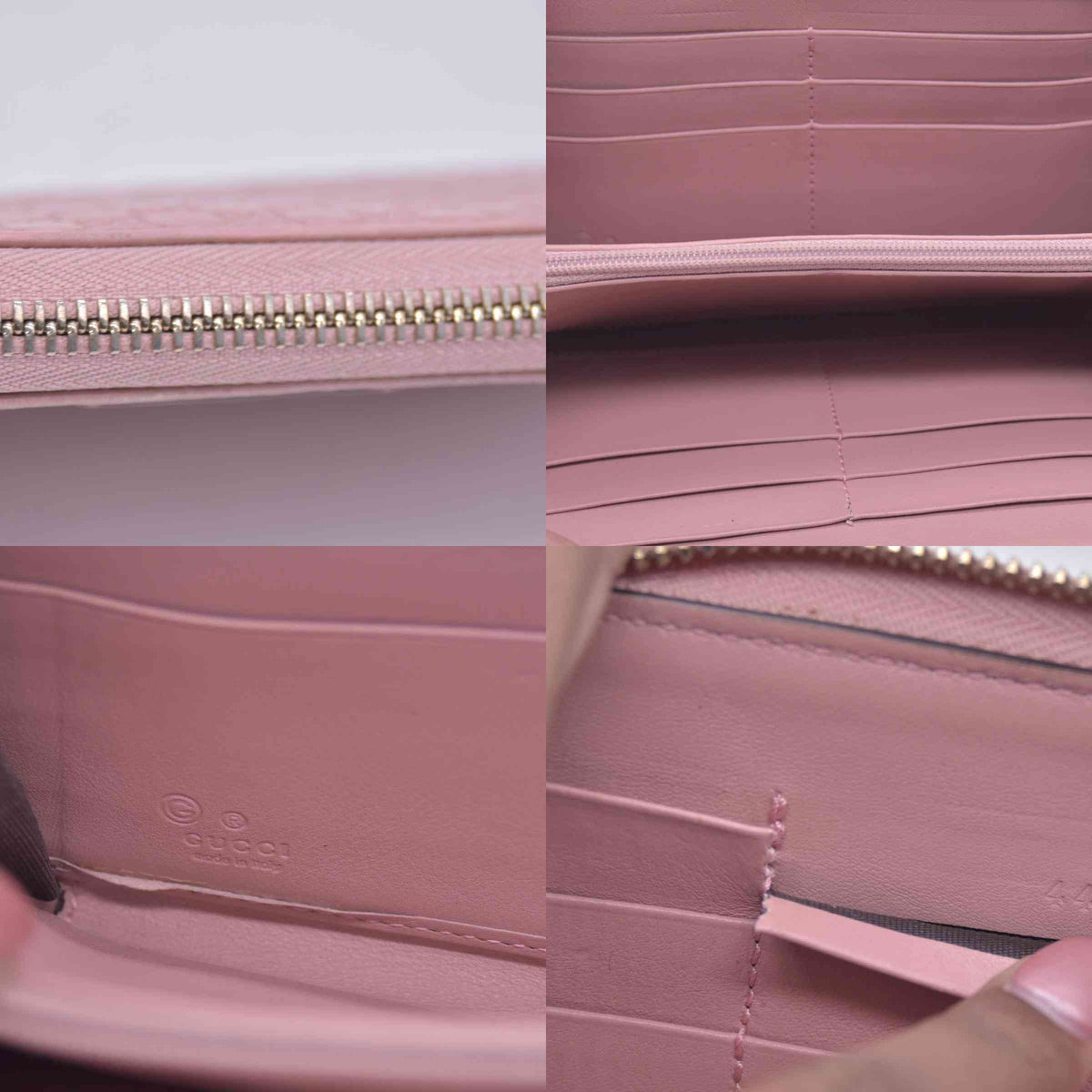 $610 GUCCI Microguccissima Zip Around Wallet Soft Pink CONSIGNMENT 10021177