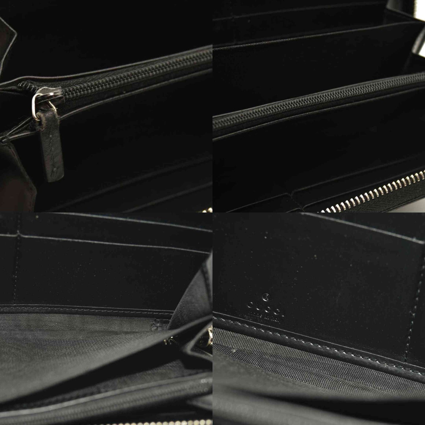 Gucci Black Guccissima Zip Around Wallet