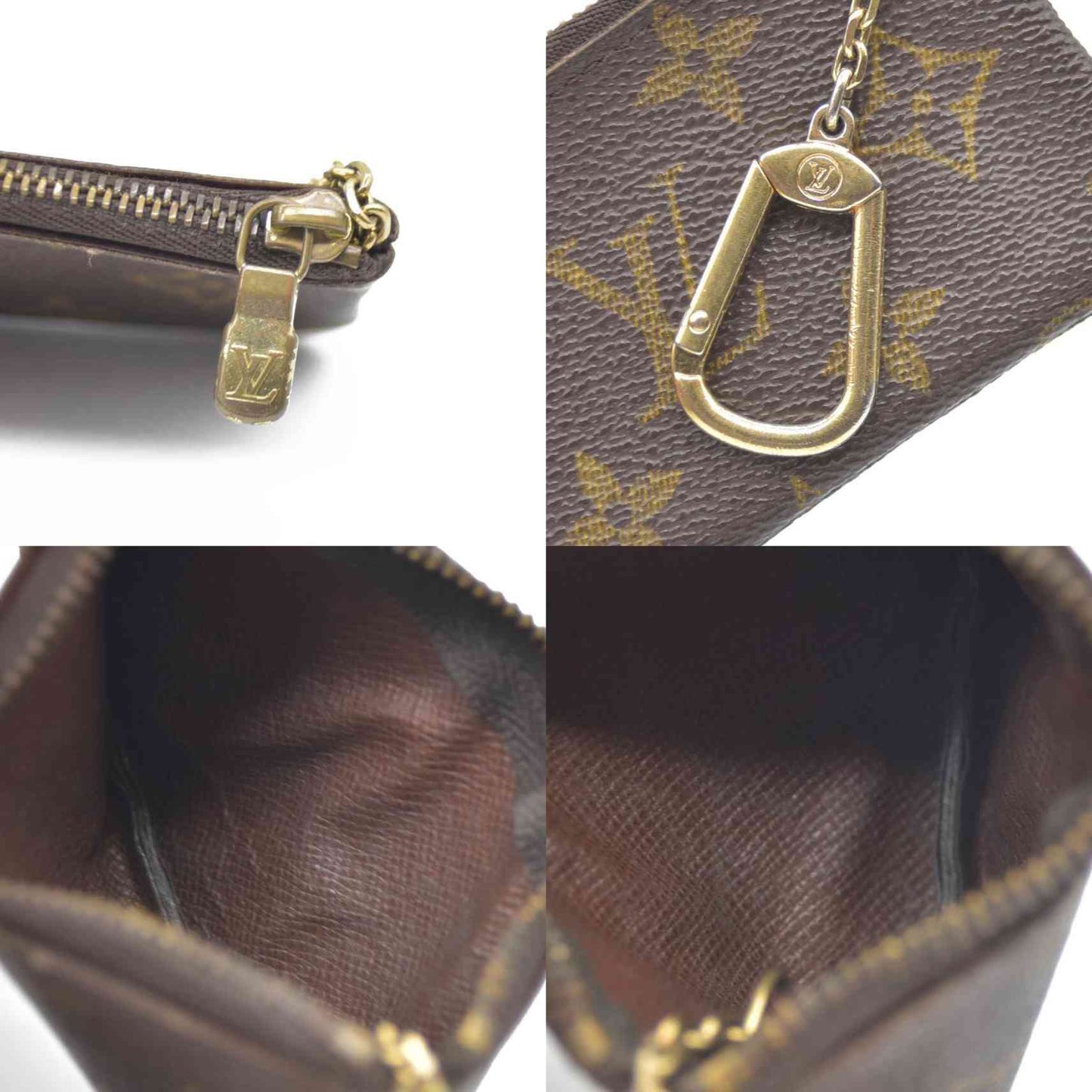Louis Vuitton Monogram Pochette Cles Wallet Coin Purse Brown