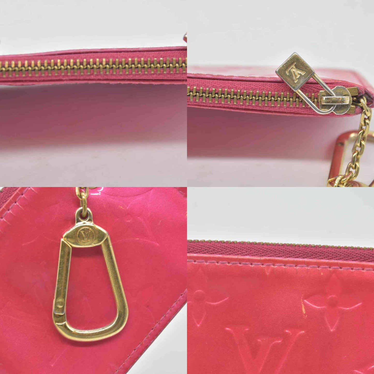 $490 Louis Vuitton Vernis Key Pouch Framboise CONSIGNMENT