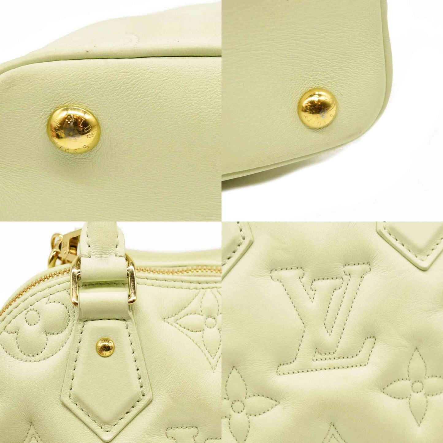 LOUIS VUITTON Calfskin Bubblegram Alma BB Light Green
