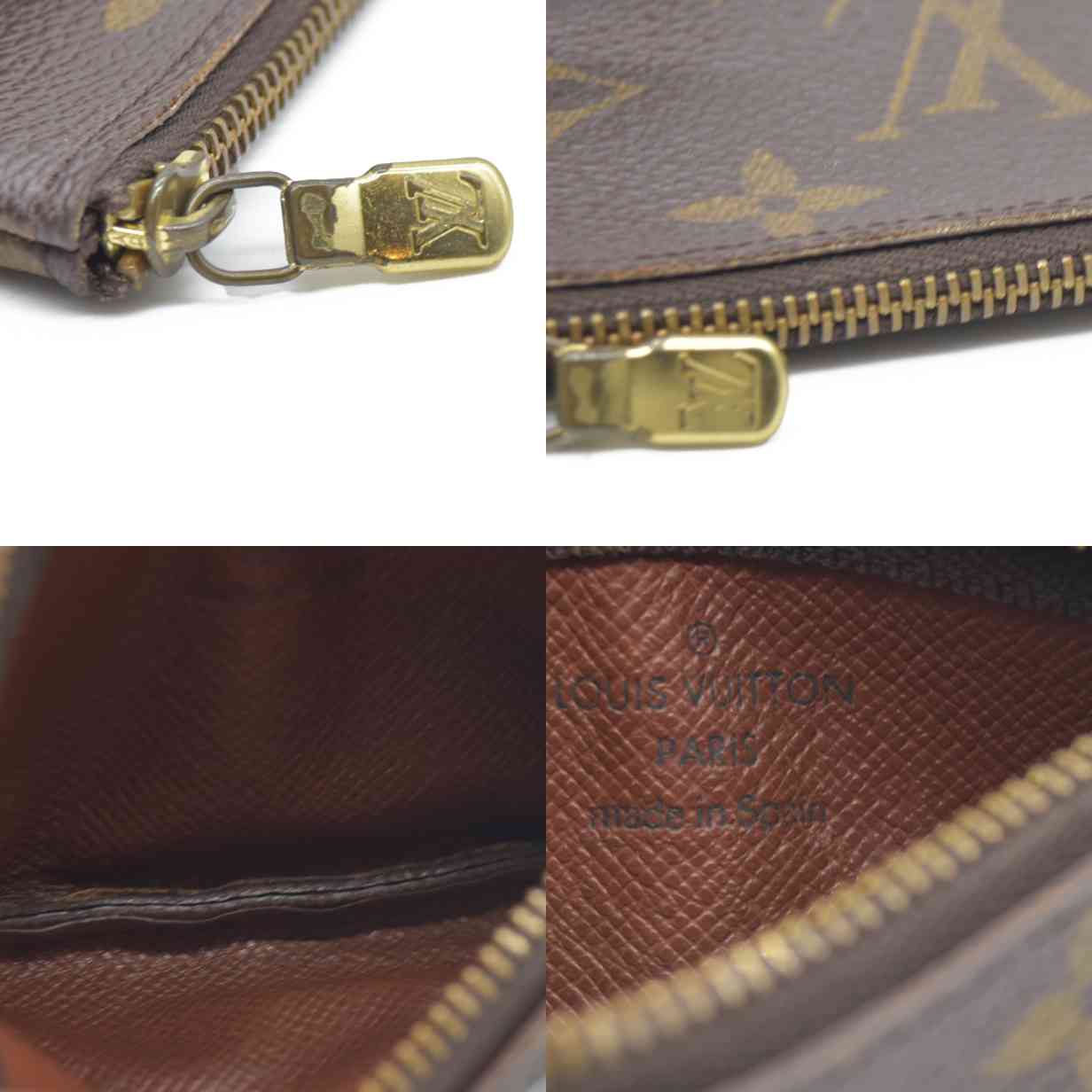 AUCTION $345 Louis Vuitton Monogram Pochette Cles Wallet Coin Purse Brown CA0050