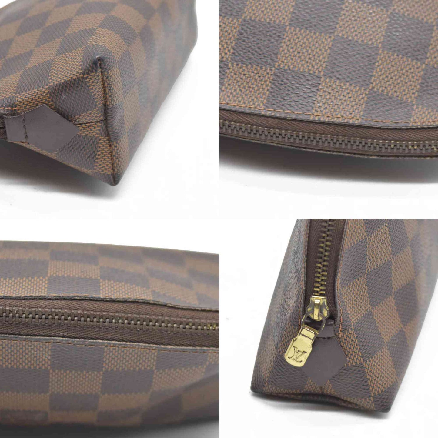 Louis Vuitton $600 Damier Ebene Pochette Cosmetic Pouch Bag