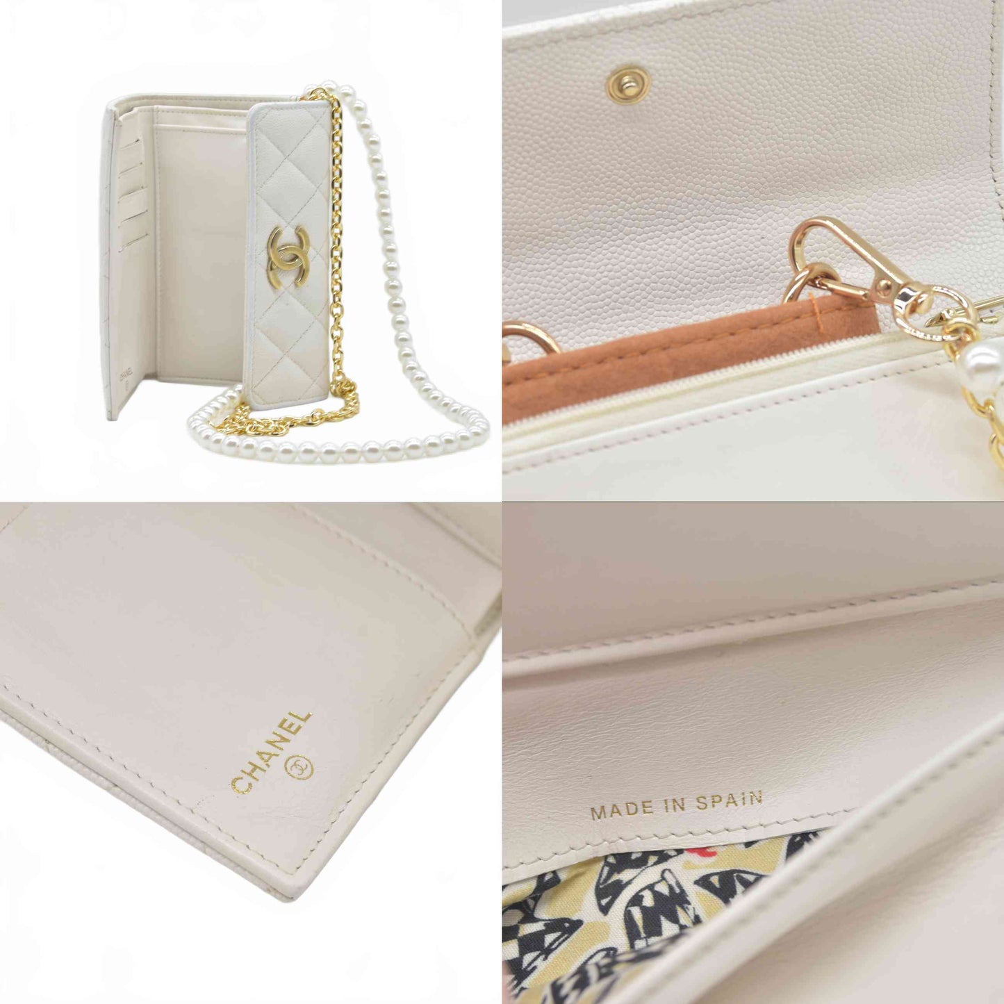 $1075 Chanel Small Flap Trifold Interlocking CC Logo Wallet Caviar RFID