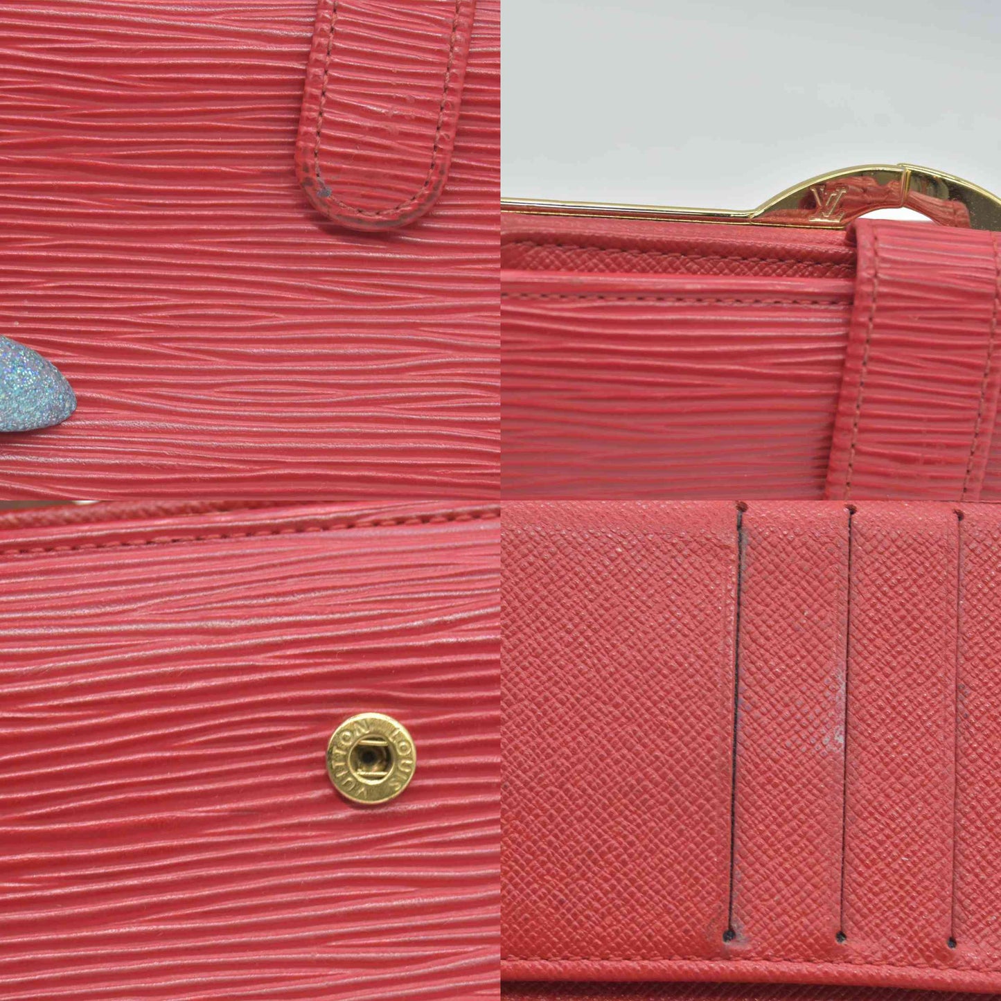 $935 Louis Vuitton  Epi Leather French Purse Red CONSIGNMENT