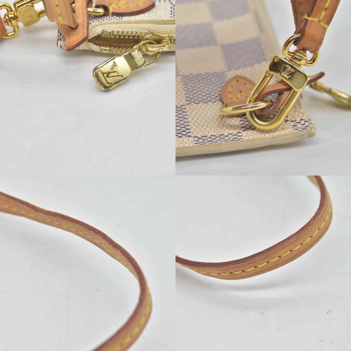 $600 Louis Vuitton Damier Azur Neverfull PM Pochette AR3164