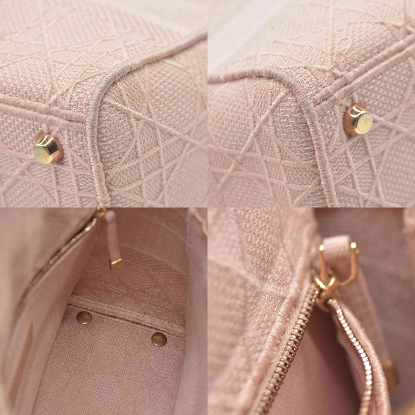 $4500 Christian Dior Canvas Embroidered Cannage Medium Lady D-Lite Pink