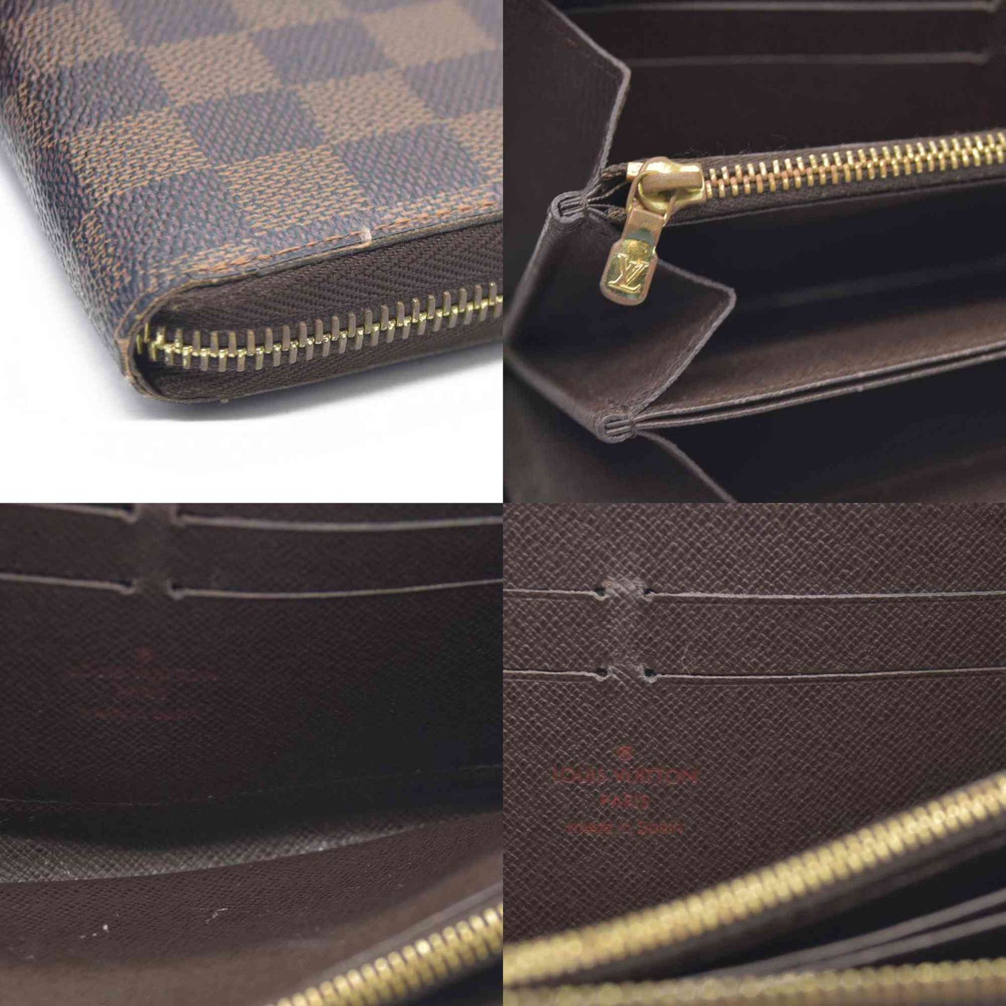 AUCTION $1060 Louis Vuitton Damier Zippy Zip Around Organizer Long Wallet Brown