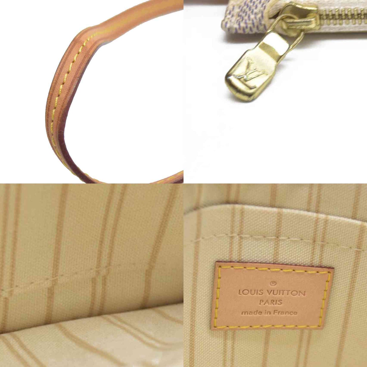 AUCTION $1760 Louis Vuitton  Damier Azur Neverfull MM GM Pochette MS3164